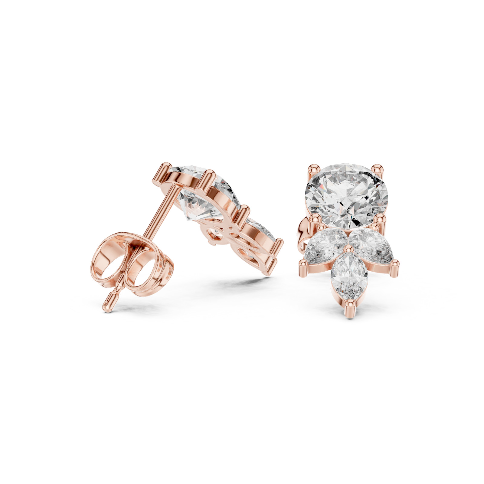 TCW 2.5 Ct Natural Diamond Round Elegance Precision Studs Earrings 14k Gold Over