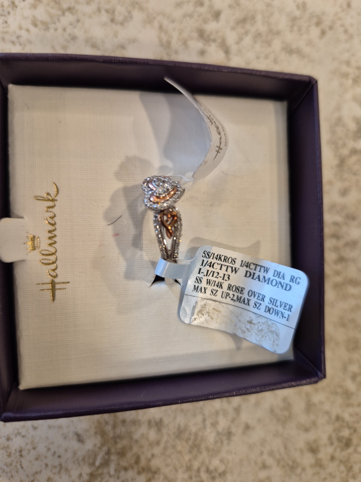 NEW WITH TAGS. Hallmark Size 6 Women’s Ring SS/14KROS Rose Over Silver
