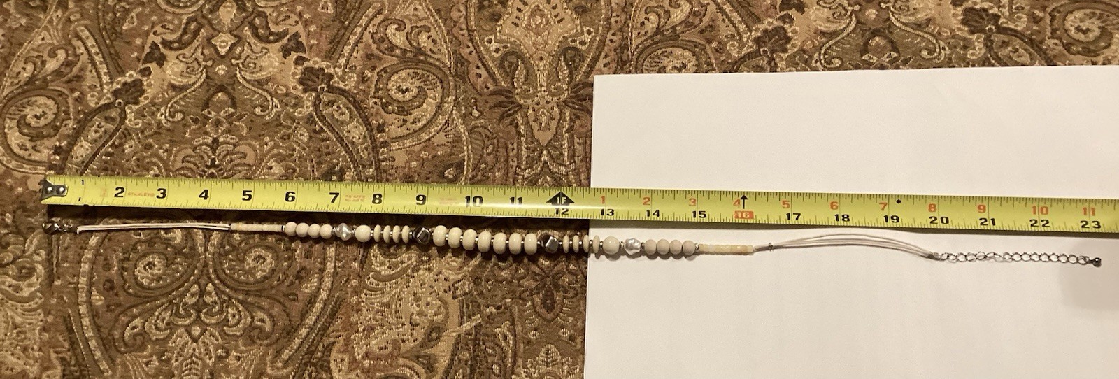 Bone Colored And Silver Beaded Necklace Mixit Color