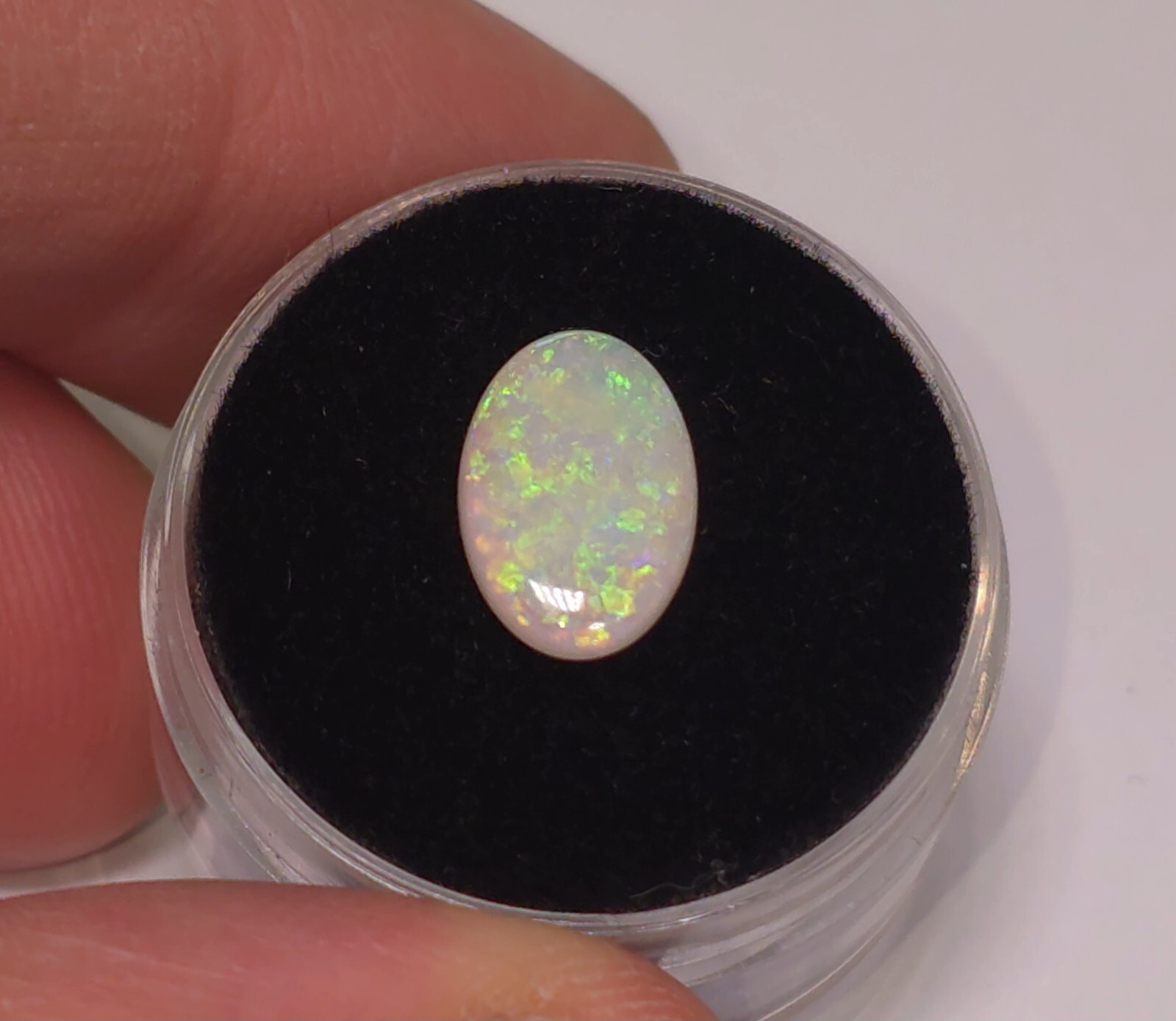 Australian Coober Pedy Solid Crystal Opal 1.5ct 12x8mm Oval Bright Green Fire