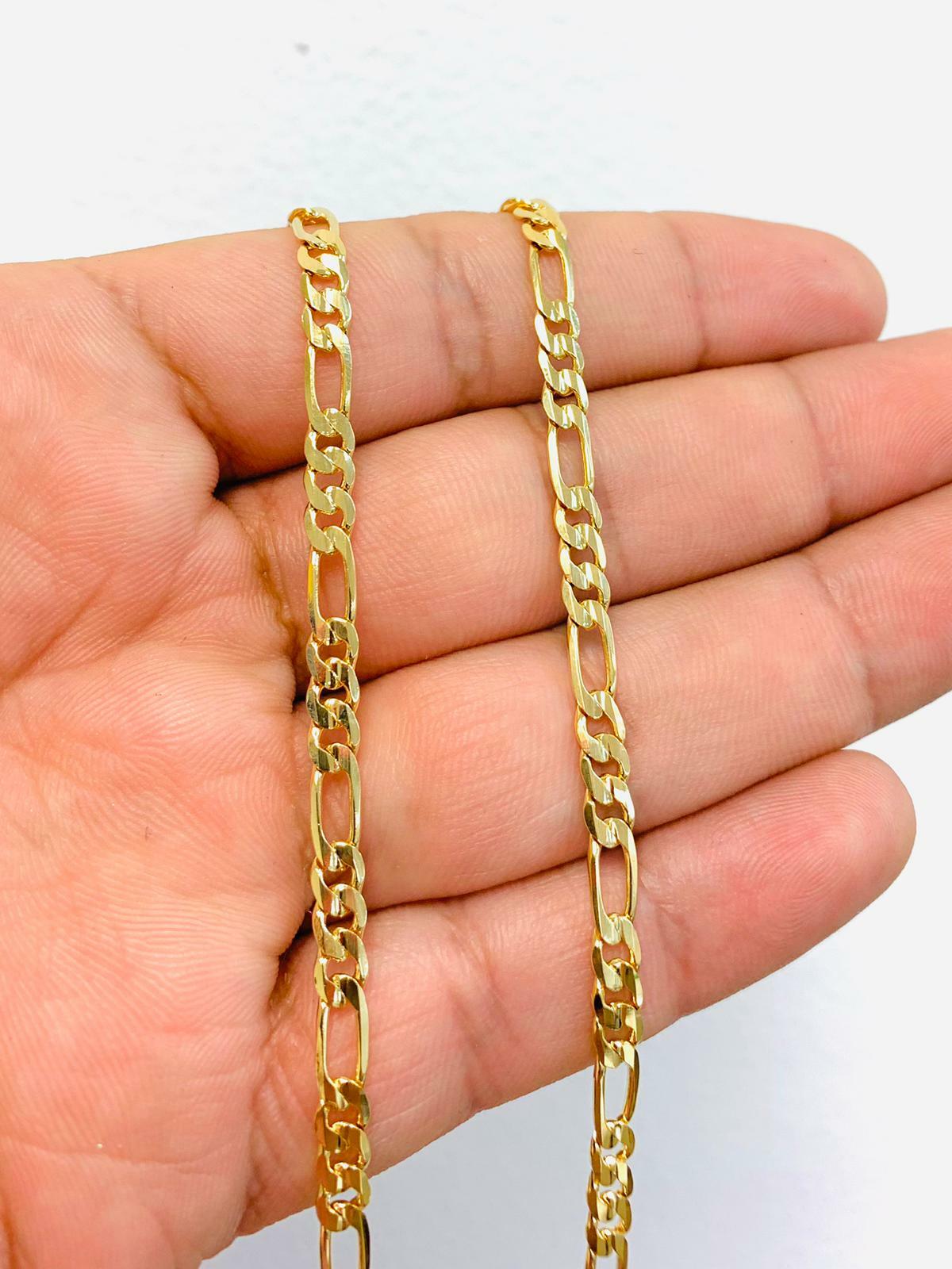 18K Gold Filled Figaro Chain Necklace Mens 24 inch Cadena Figaro Hombre Oro