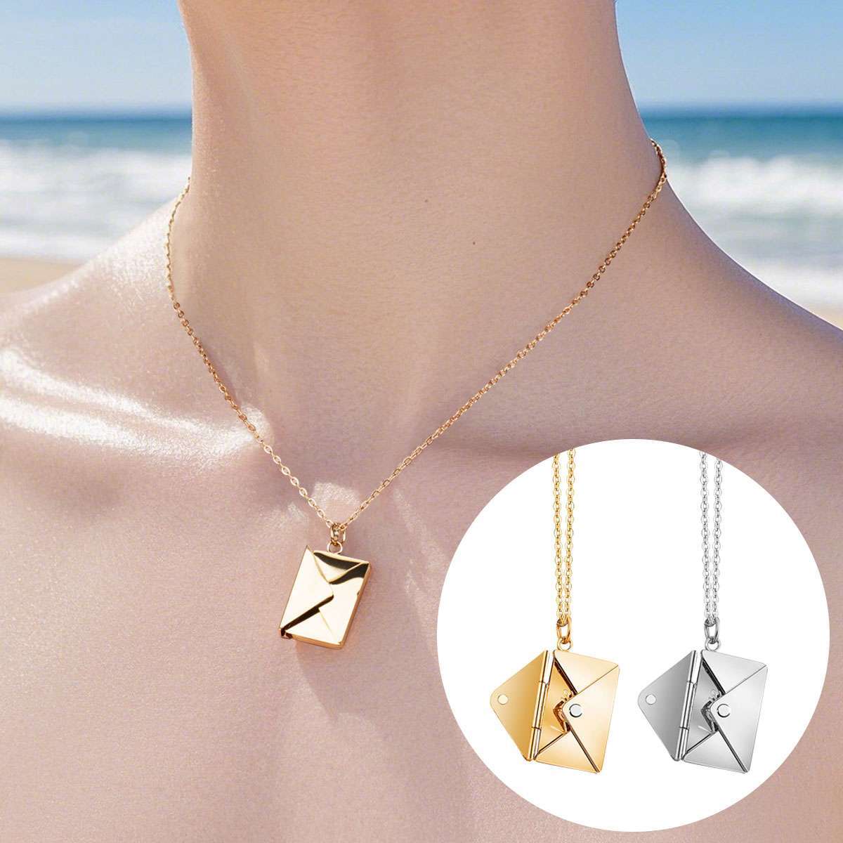 Love You Letter Envelope Pendant Necklace for Women Lover with Luxury Gift Box