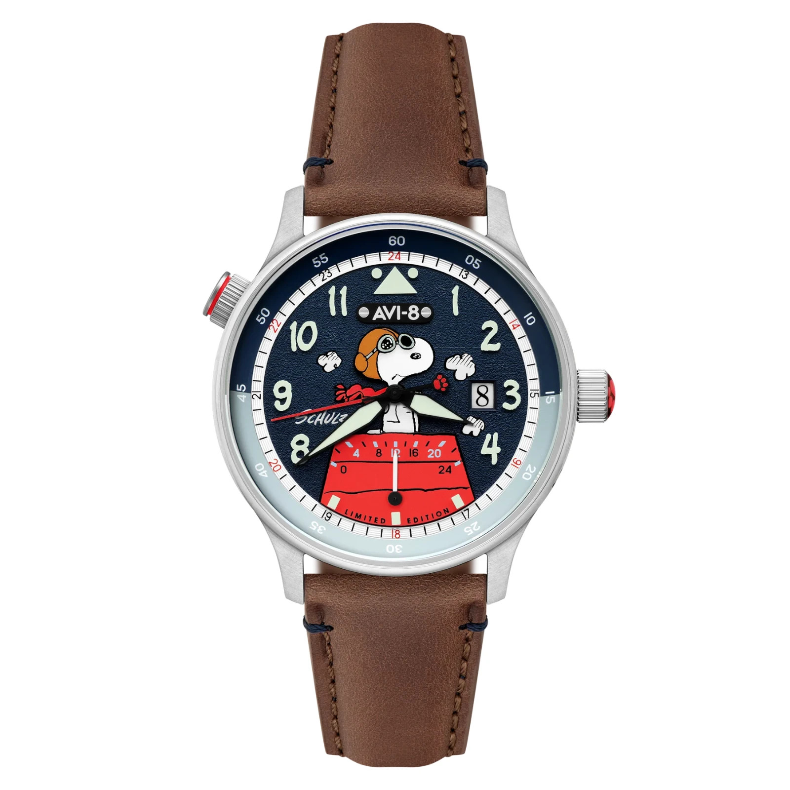 AVI-8 Snoopy Peanuts Flying Ace Azure Aviator McKellar Dual Time Limited 530