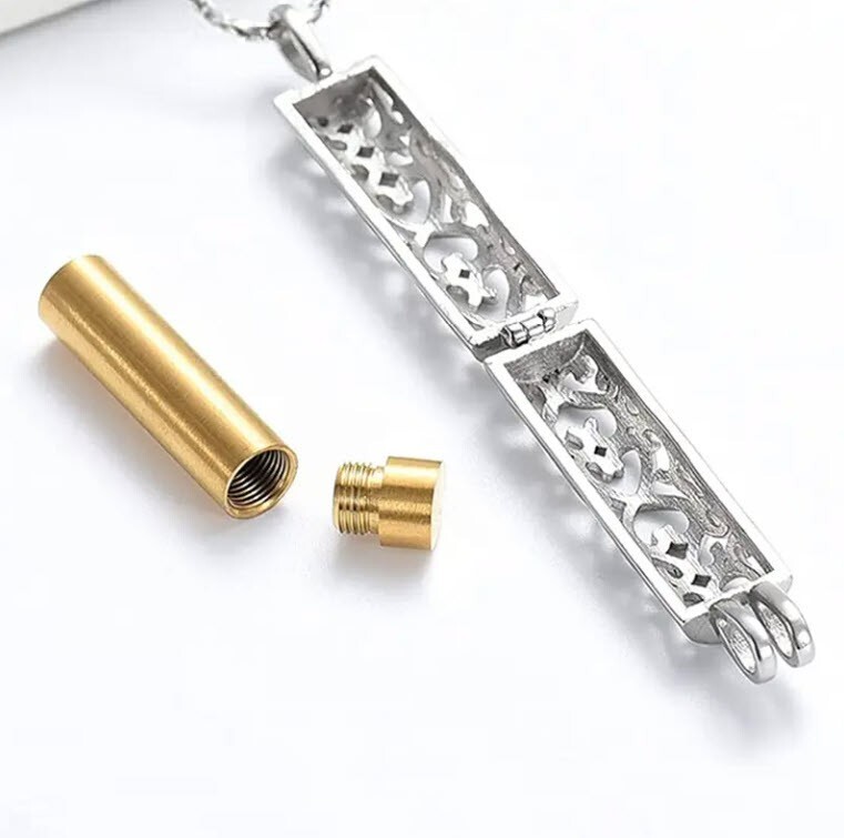 Heart Tree of Life Cylinder Urn Pendant Necklace for Cremation Ashes Memorial