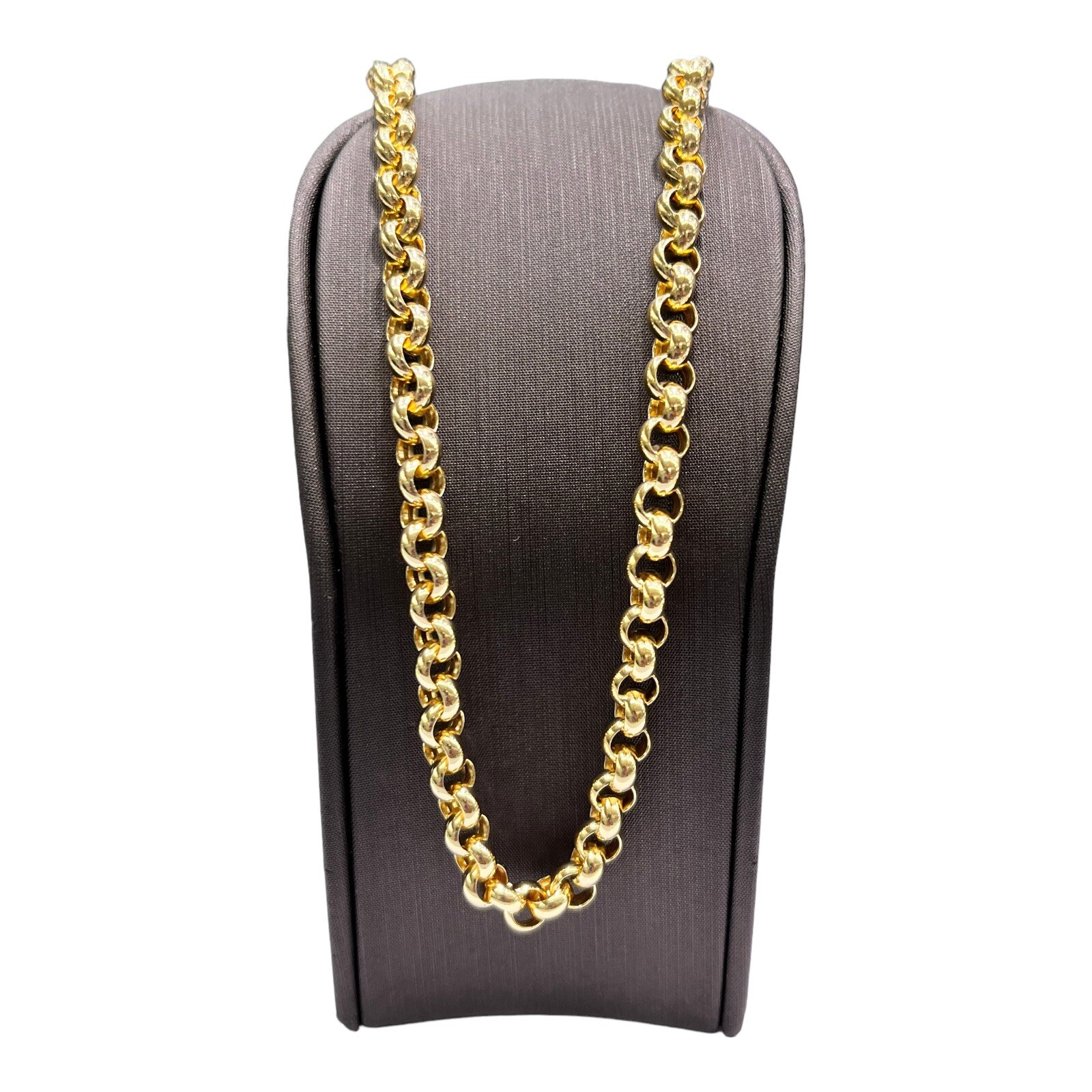 18ct 18k Yellow Gold Italian Round Belcher Chain Necklace 21.68 Grams 45.5cm New