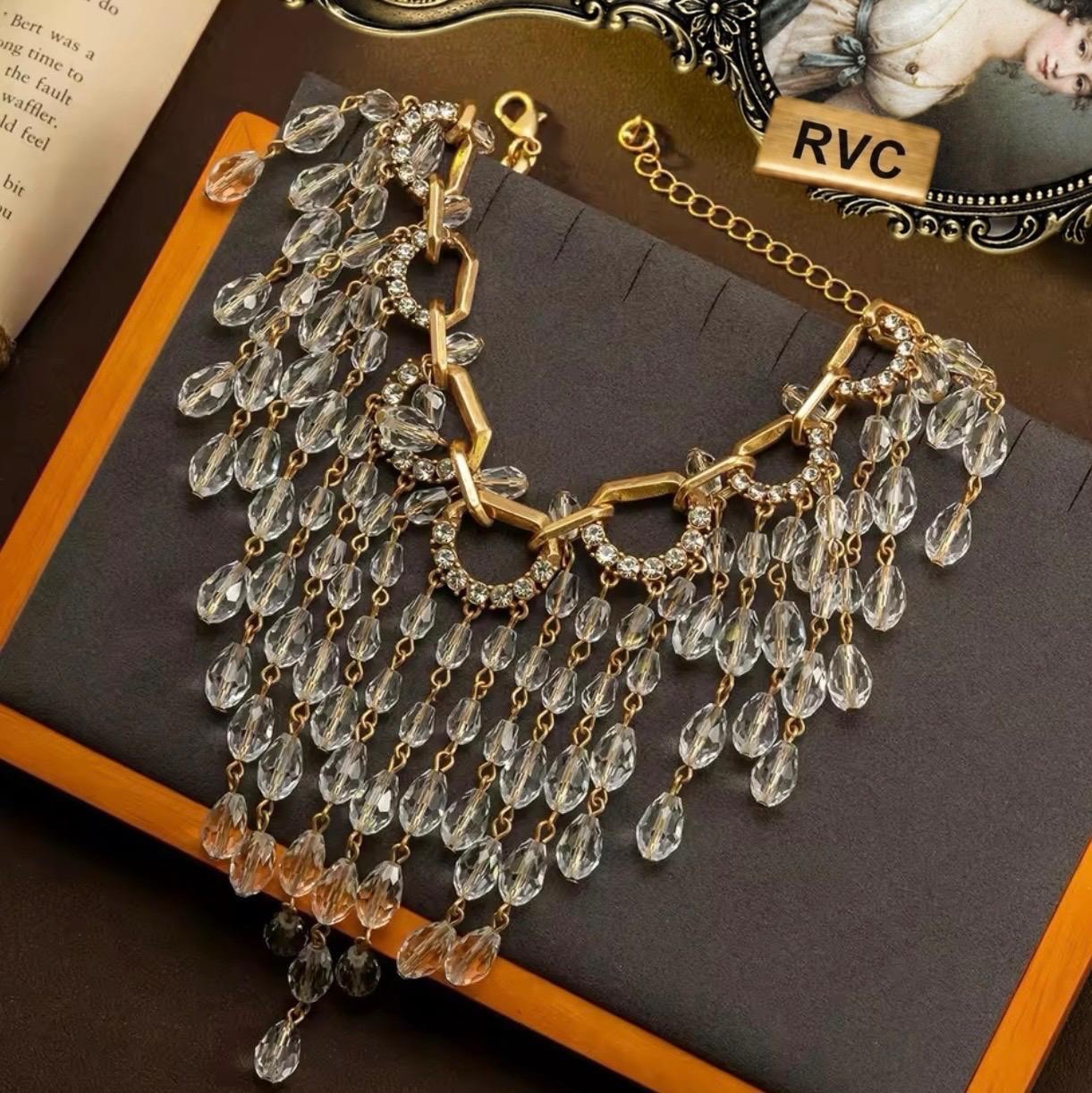 Victorian Style Vintage Revival Gothic Medieval Resin Beads Tassel Necklace