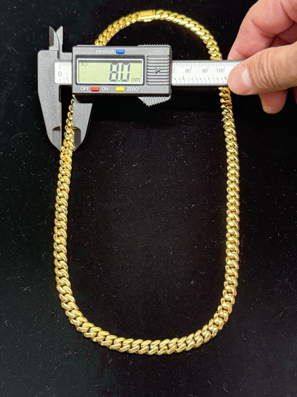 8mm miami cuban chain in 22k gold over 925 silver. 22 inches long (74.3g)