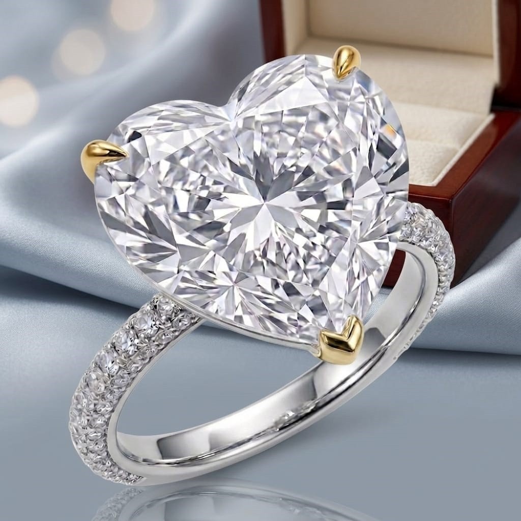 8.00 Ct Certified Heart Shape White Natural Diamond Engagement Ring Great Shine