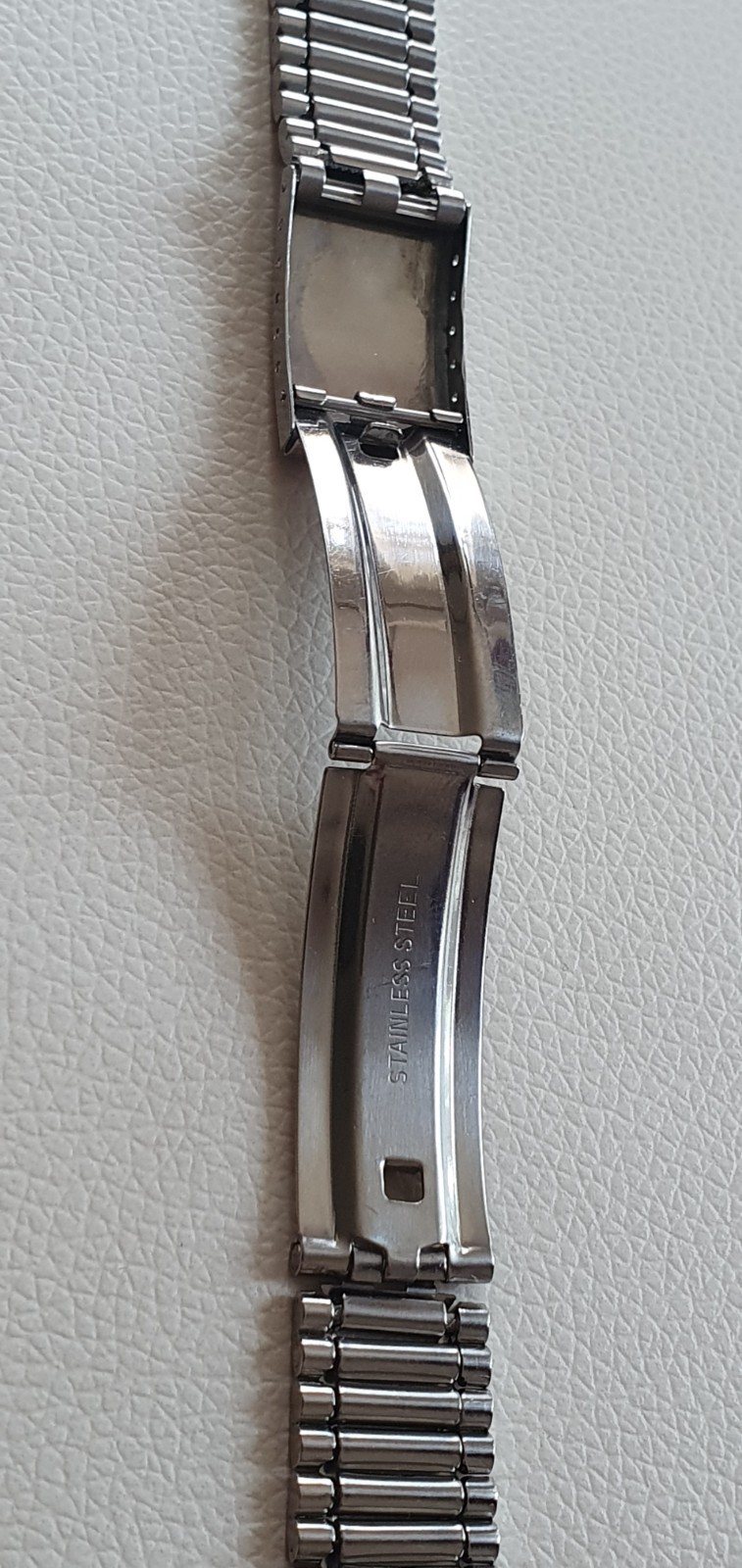 NOS Vintage Stainless Steel Coffin Link Watch Band 16-20mm Telescopic Bracelet