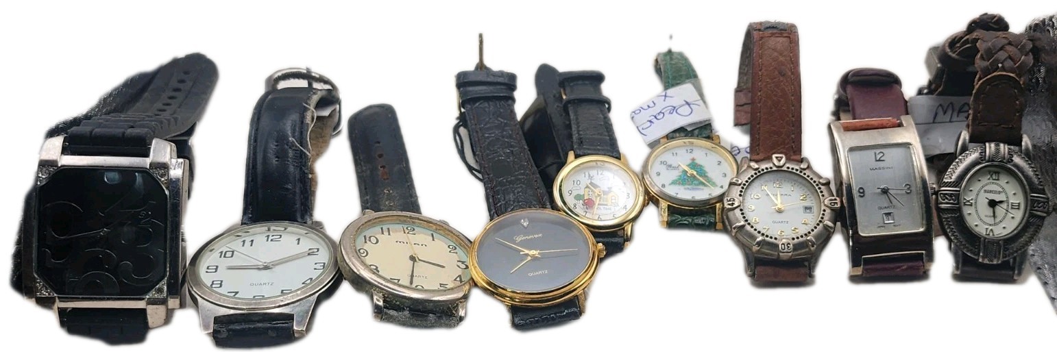 Lot Of 9 Vintage Estate Sale Watches. Working W New Batteries. Condition Varies