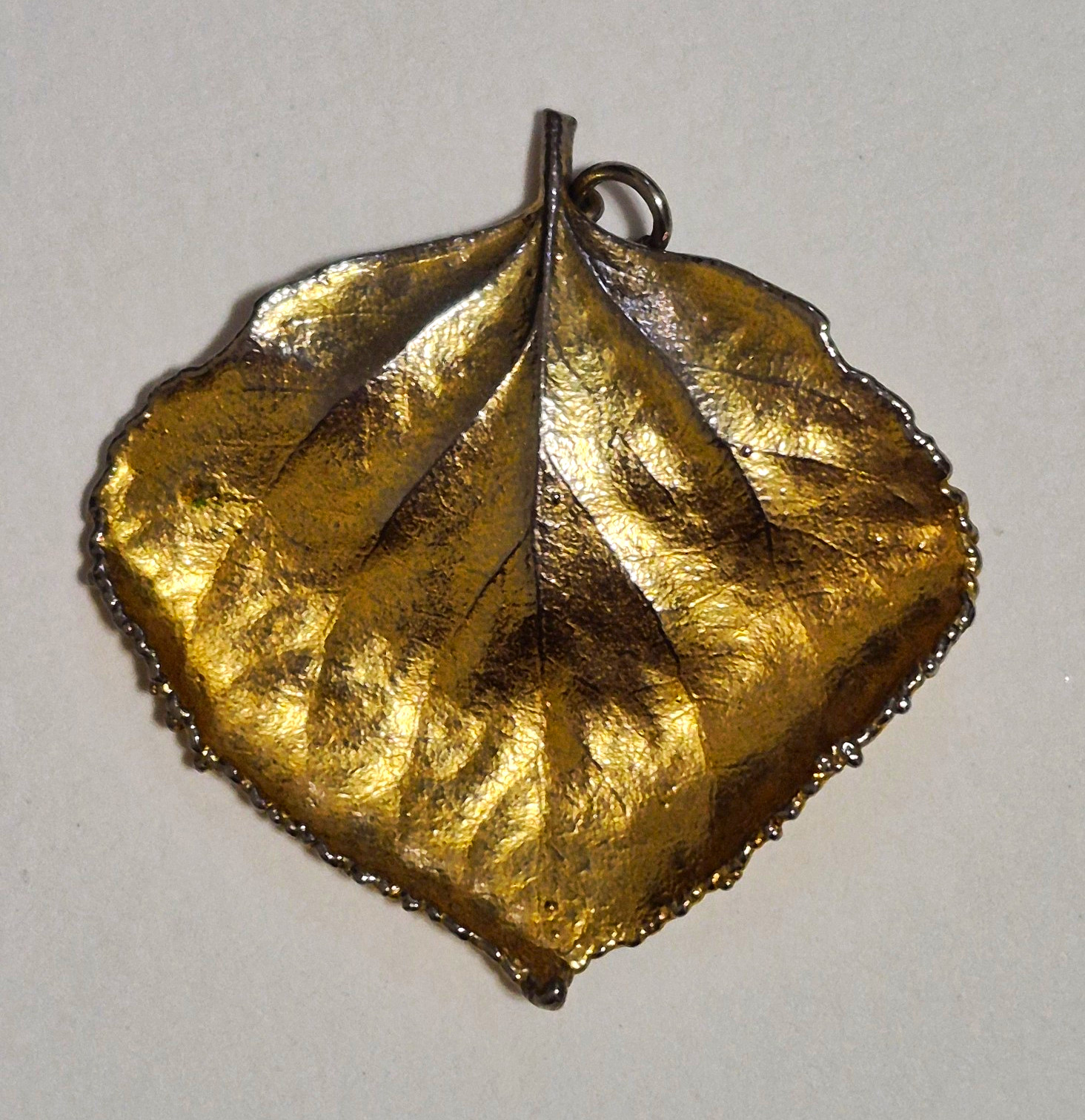 Vintage Gold Tone Real Leaf Pendant Nature Botanical Electroformed 7.5g