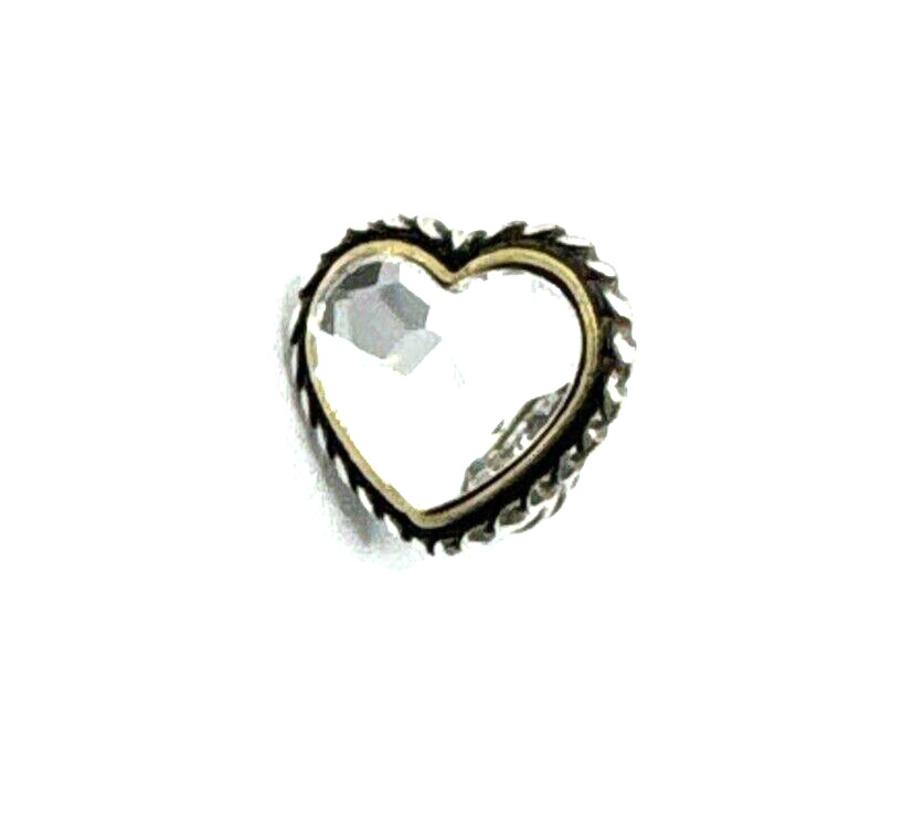 Brighton Corina Ring Crystal Heart With Gold Outline Love Spacer Bead