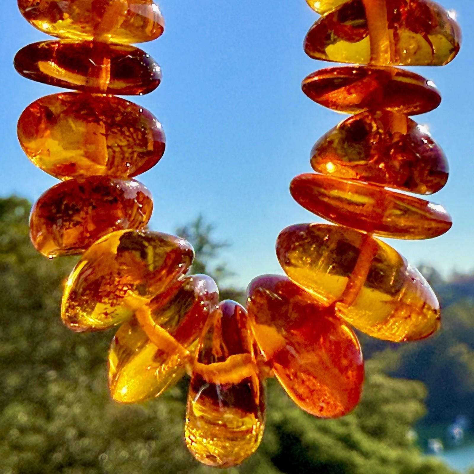 Vintage Natural Baltic Amber Necklace 18,5″ Polished Cognac Nugget Beads