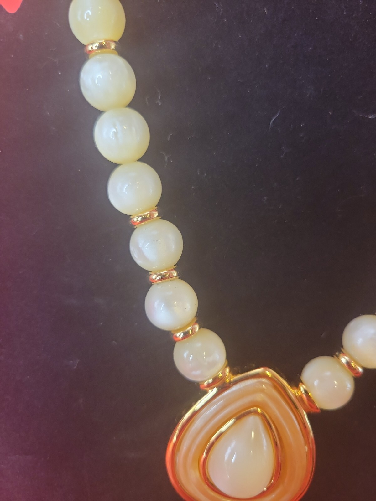 Napier Lucite Necklace Moonglow Pendent 1970s