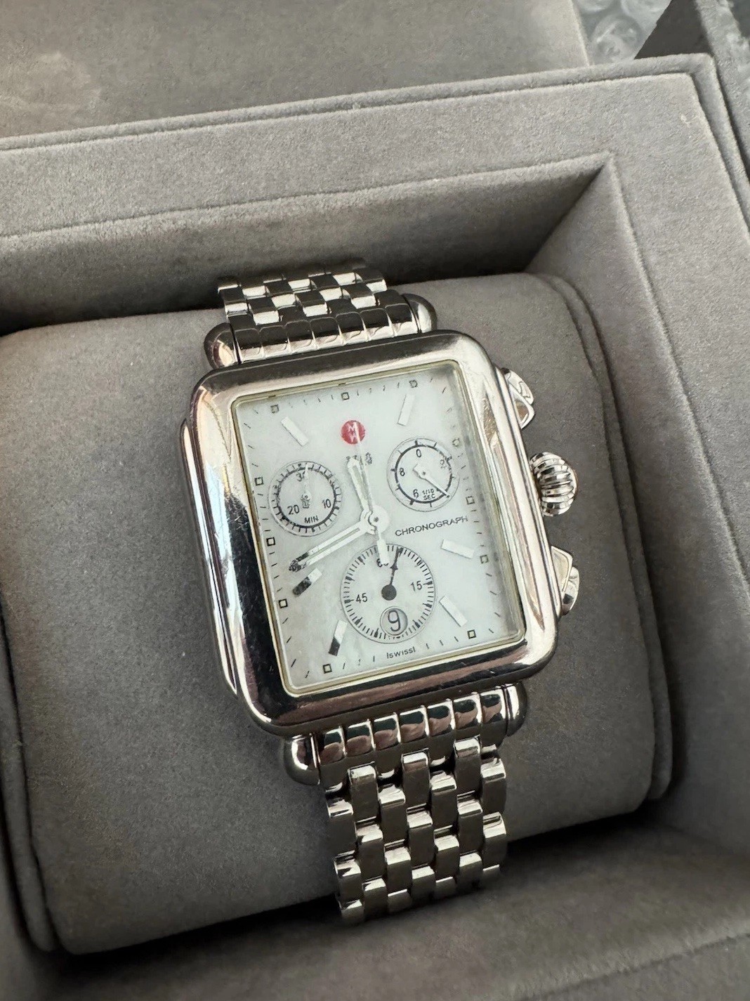 Ladies Michele Deco 29mm MW06A00A0025 Stainless Steel MOP Quartz Chronograph