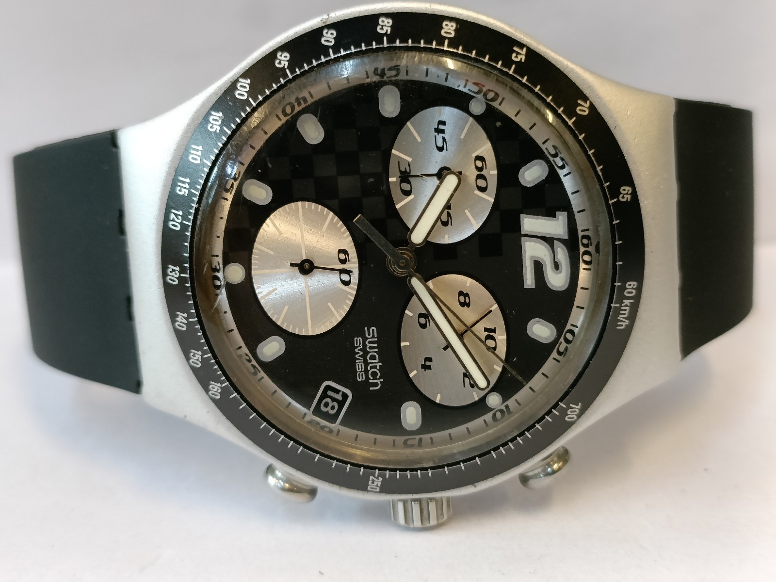 SWATCH IRONY CHRONO QUARTZ ALUMINIUM CASE AG-1999 SWISS MEN’S WORKING CONDITION