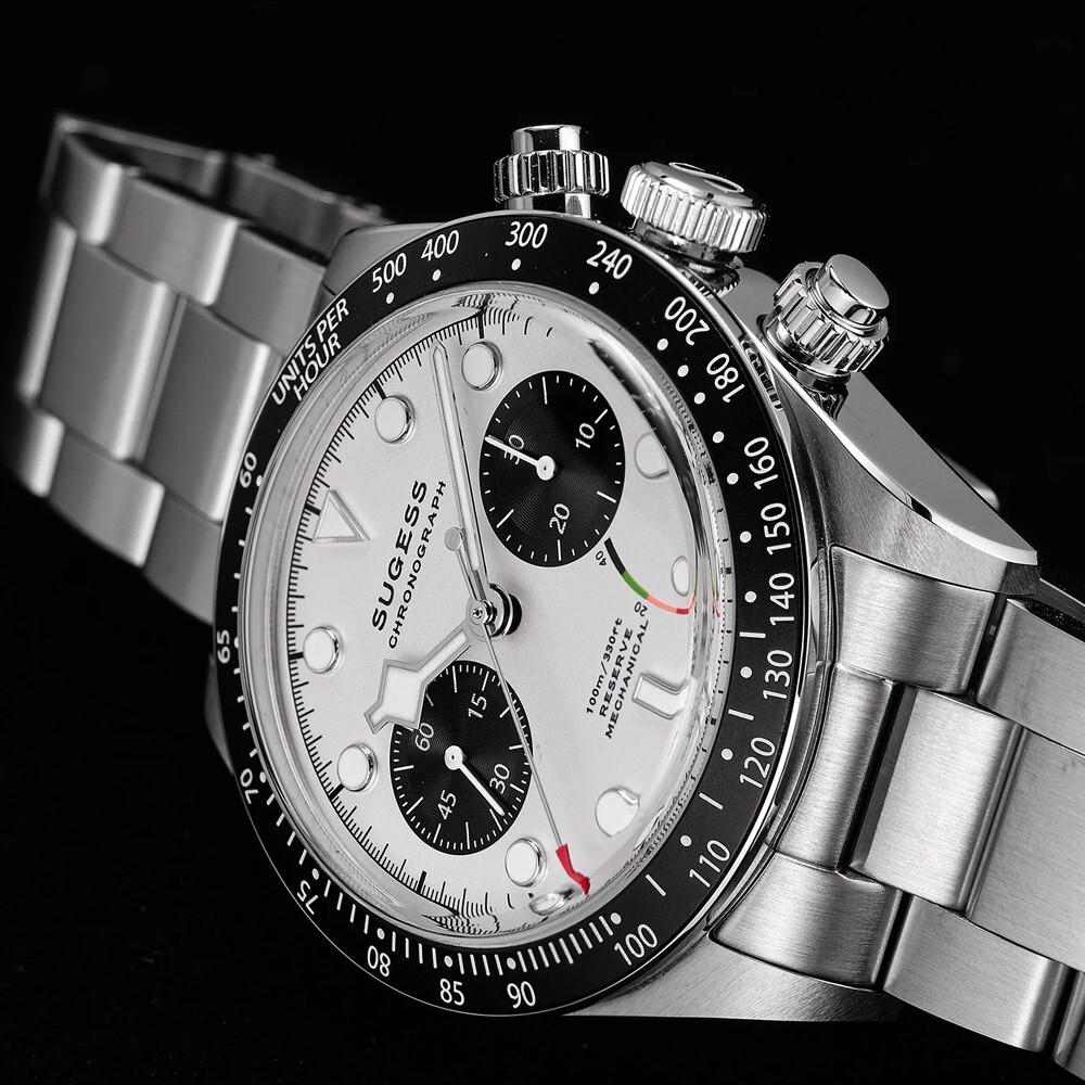 Sugess S457 Panda Mechanical Chronograph Steel White Black Sapphire Men’s Watch