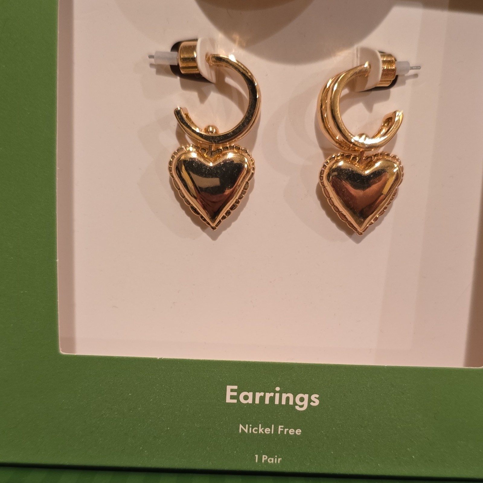 kate spade new york Gold Tone Heart Dangle Hoop Earrings Nickel-Free