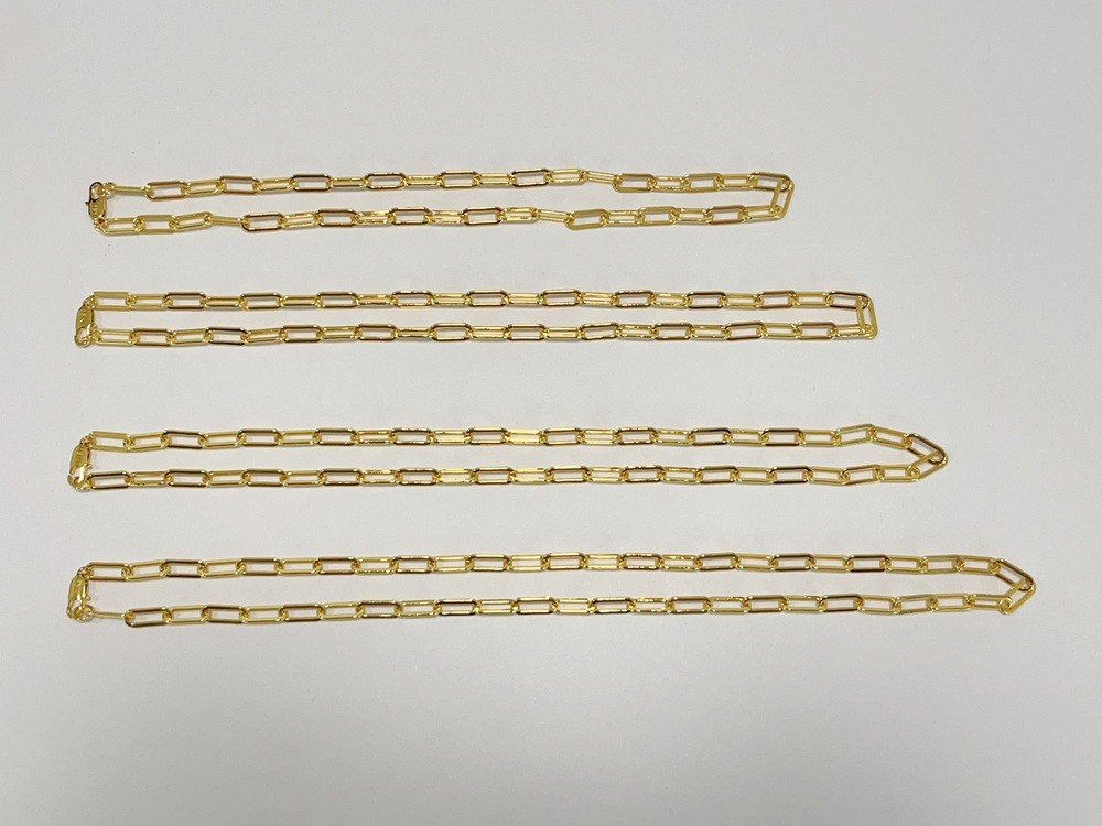 18k Yellow Gold 7mm Paperclip Chain Dainty Link Necklace Womens Mens 22″- 28″