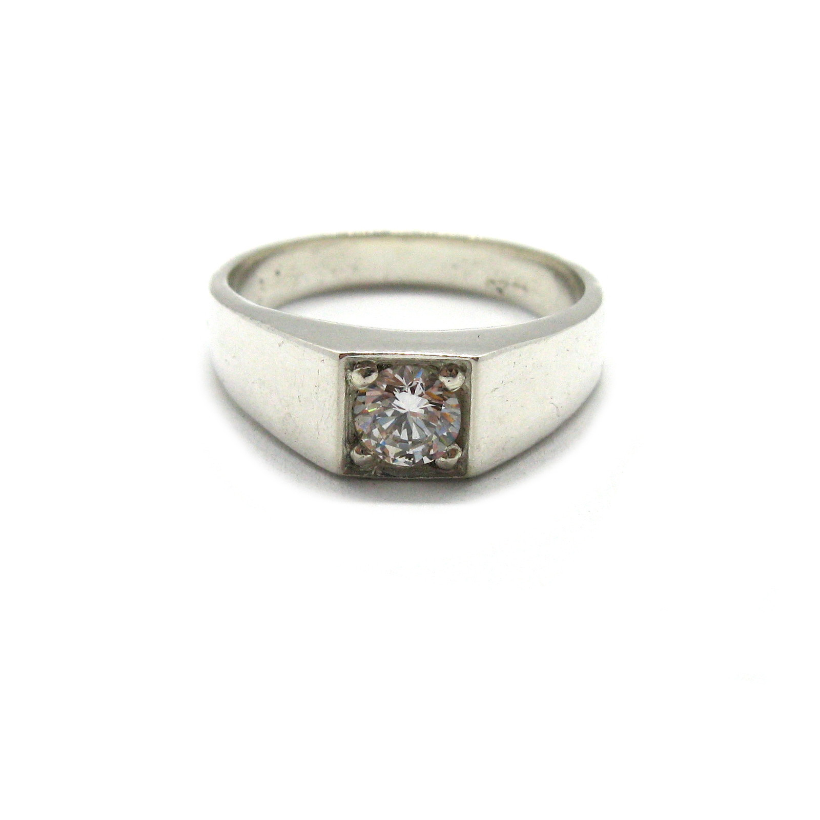 Stylish Sterling Silver Men’s Ring Solid 925 With 5mm Round Cubic Zirconia