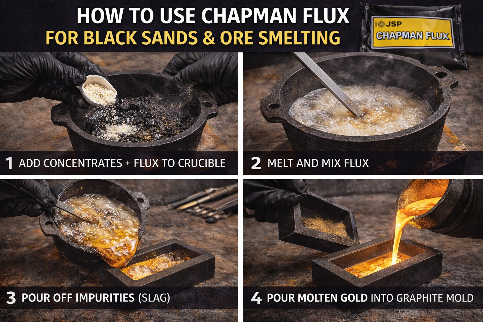 Hank Chapman Flux Gold Smelting Flux Thinner Assay Black Sand Ore Refining Melt