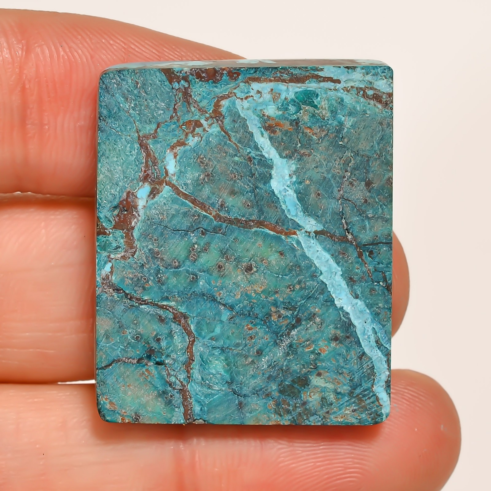 50.75 CTS Beautiful NATURAL TIBET TURQUOISE Cushion Cabochon Gemstone 26X31X5 mm