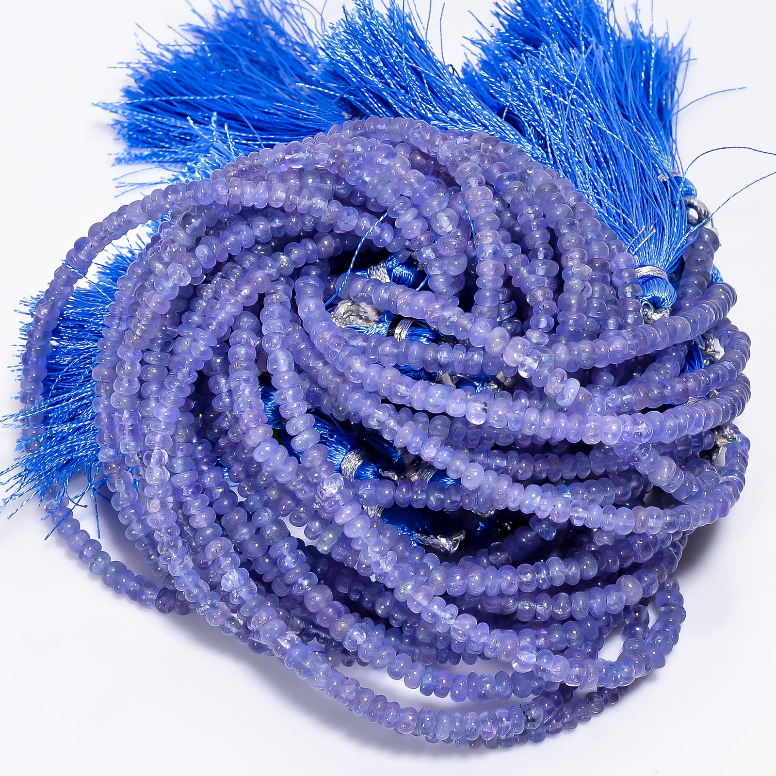 Natural Tanzanite Gemstone Rondelle Shape Smooth Beads 4 mm Strand 7.5″ EB-714