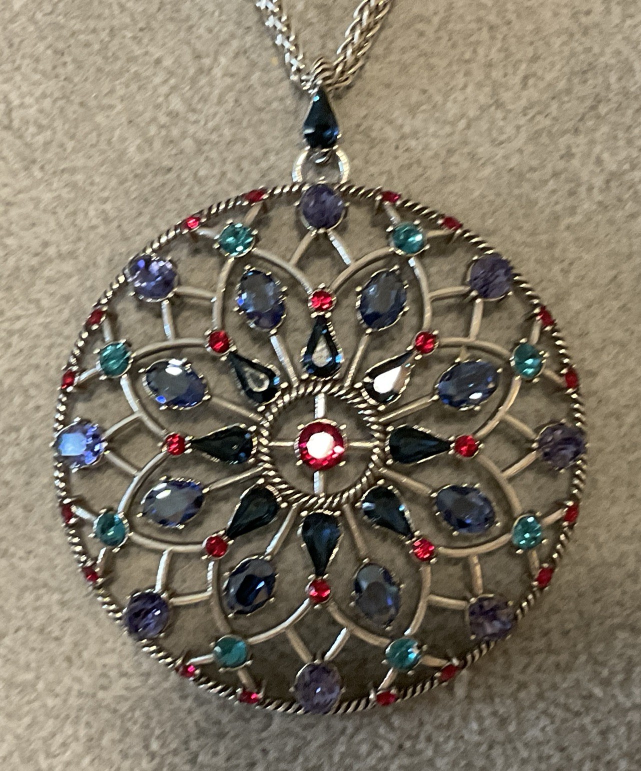 STUNNER NWT BRIGHTON ONE LOVE CIRCLE MULTI CRYSTAL CONVERTIBLE NECKLACE RP$198