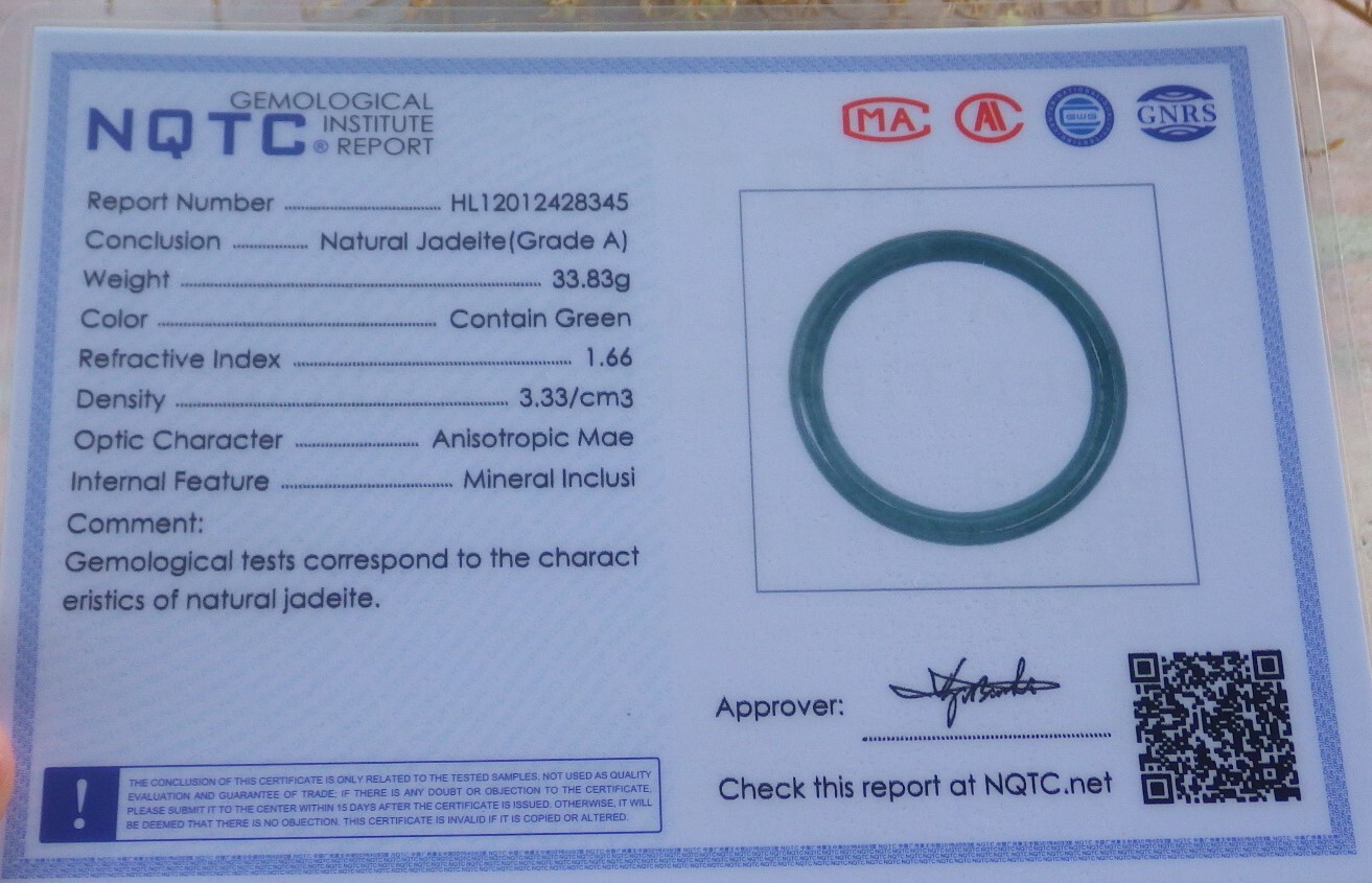 Video Certified Green Natural A JADE Jadeite Circle Bangle Bracelet 61mm 202367