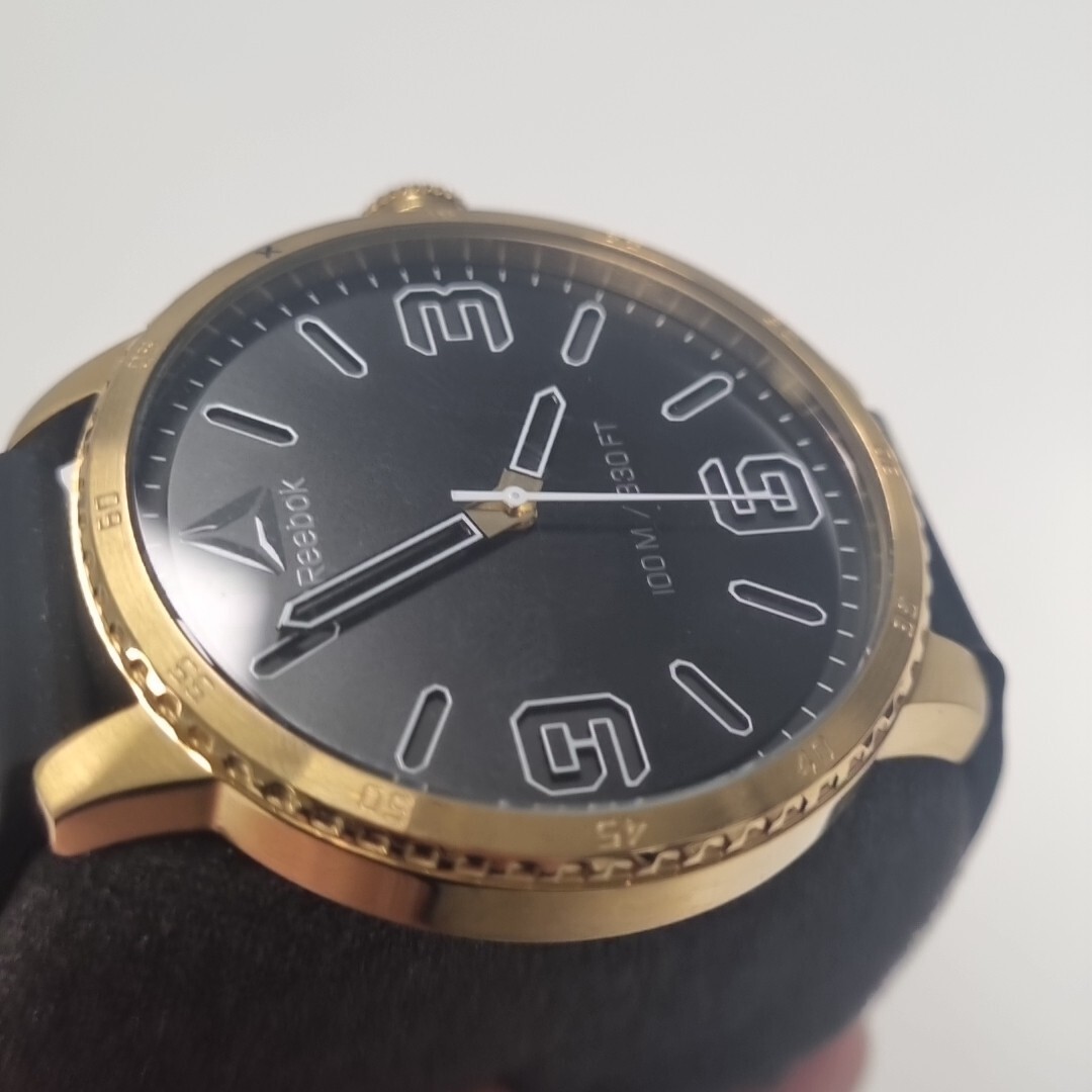 Reebok Stride Wristwatch 47mm Black/Gold Watch RD-STE-G2-S2IB-BW New