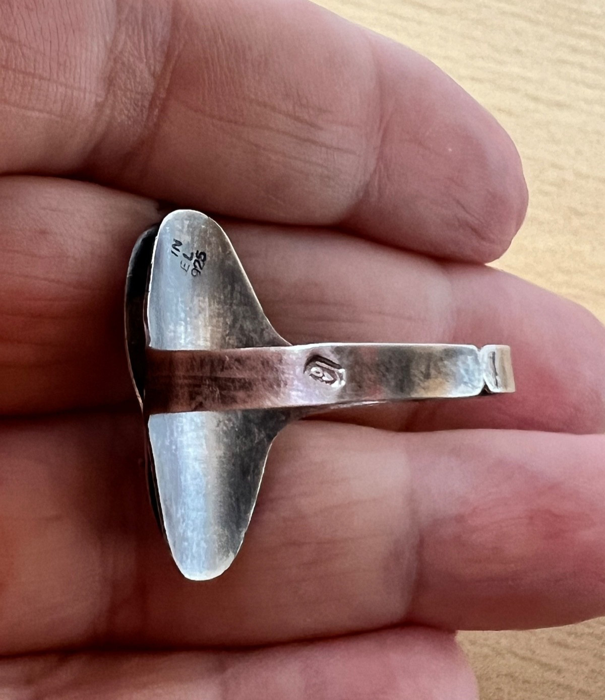 VINTAGE OXIDIZED 925 STERLING SILVER MENORAH ISRAEL RING ADJUSTABLE SIZE RARE