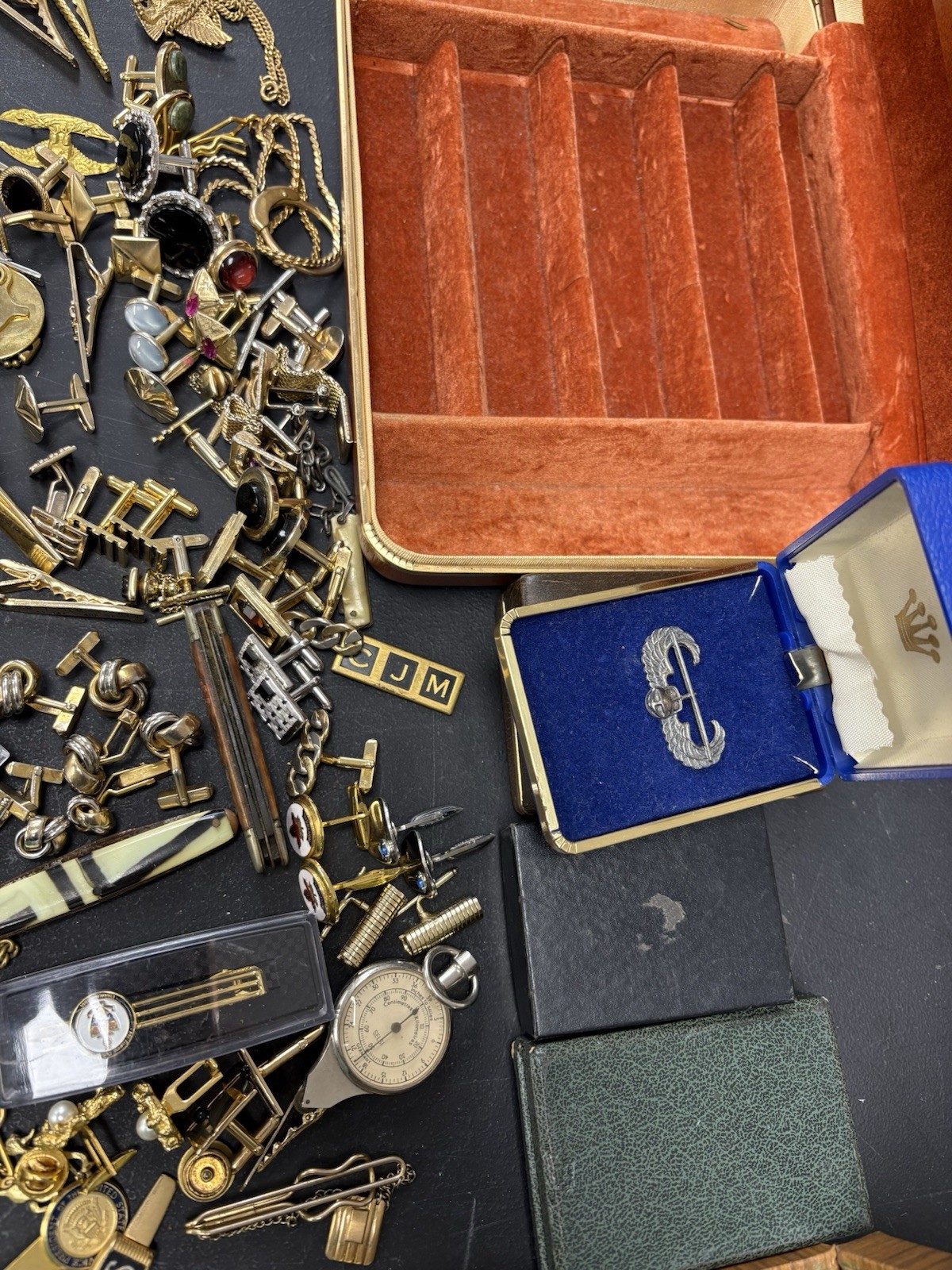 Huge Vintage Men’s Cufflink Pocket Watch & Jewelry etc Lot over 150 PC LOT
