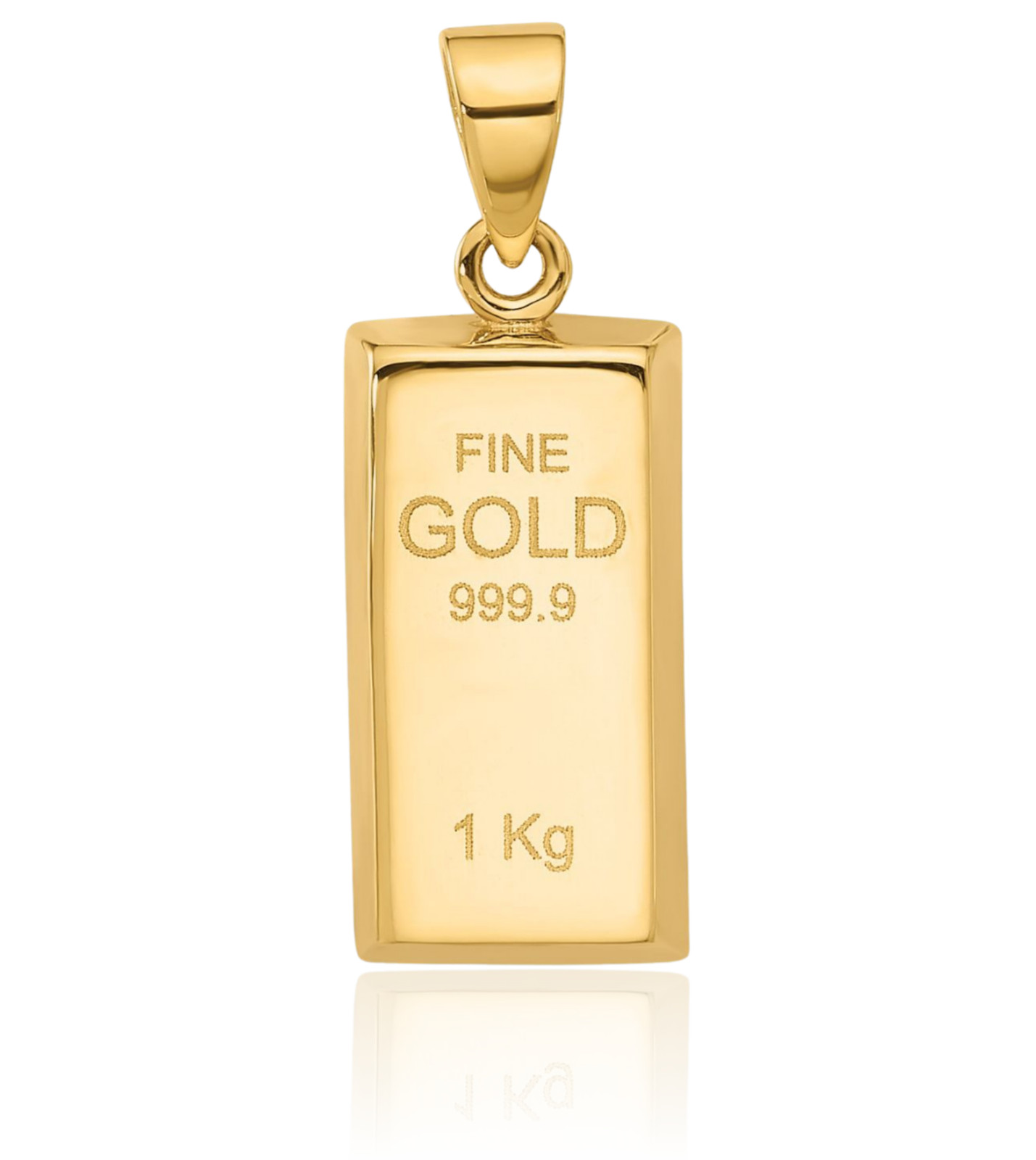 14K Solid Yellow Gold Medium Bar Pendant Necklace 21.9mm 7/8 inch Polished
