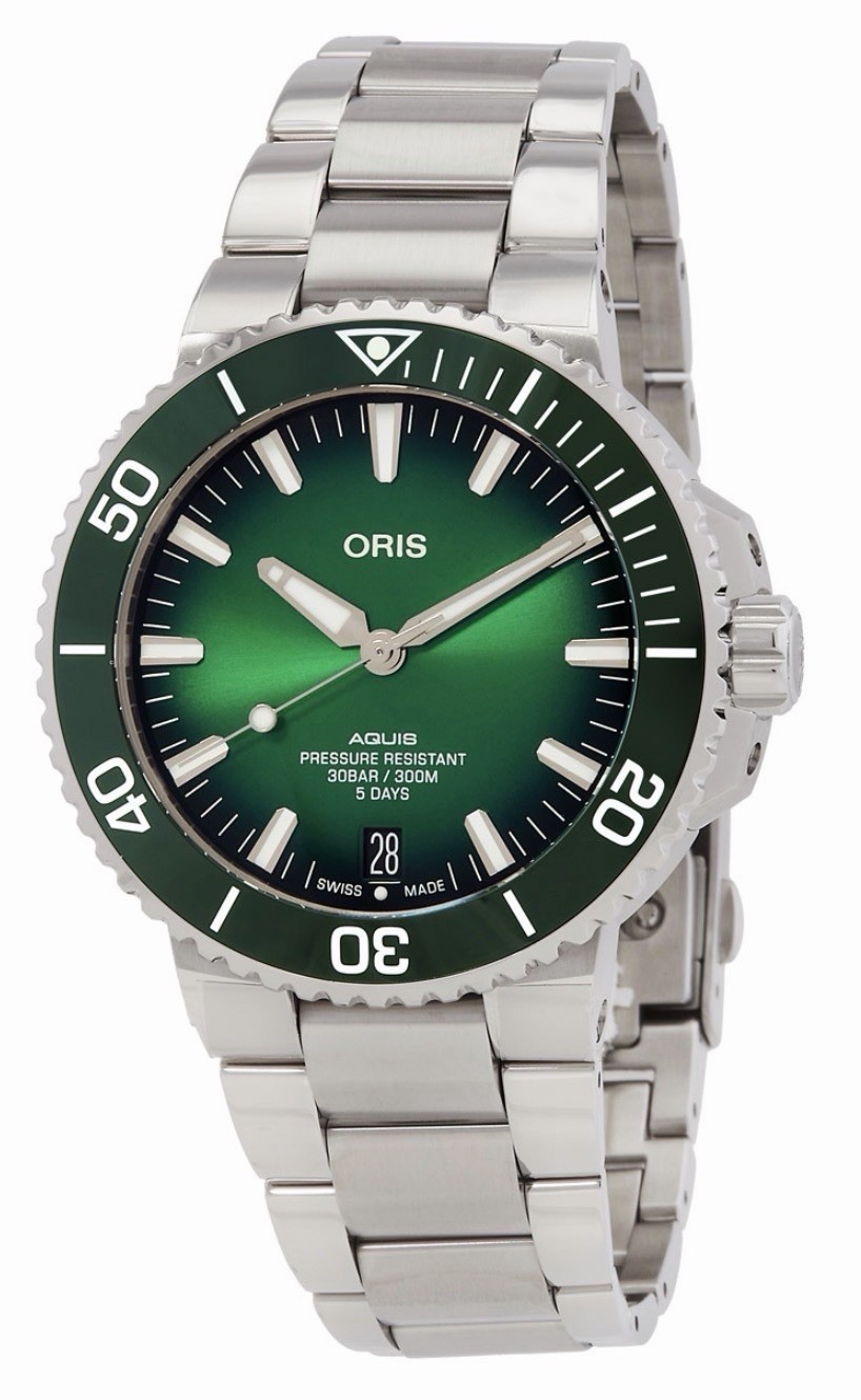 Oris Aquis Date Automatic Green Men’s Watch 01 400 7763 4157-07 8 24 09PEB B&P