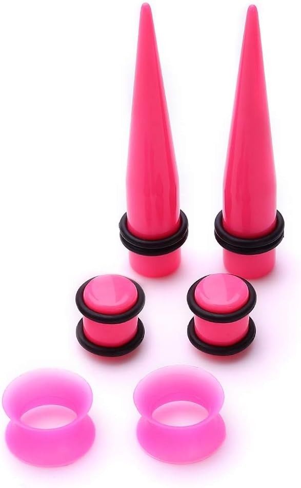 Stylish 50 Piece Acrylic Ear Stretching Kit – Tapers, Plugs & Silicone Tunnels