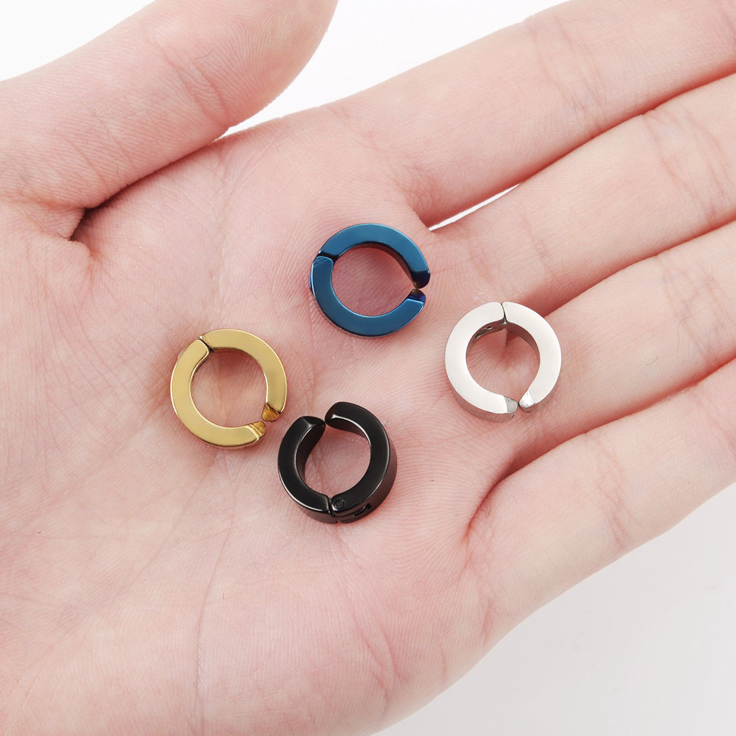 Non-Piercing Clip On Fake Mens Boy Ear Stud Cuff Hoop Earrings Stainless Steel