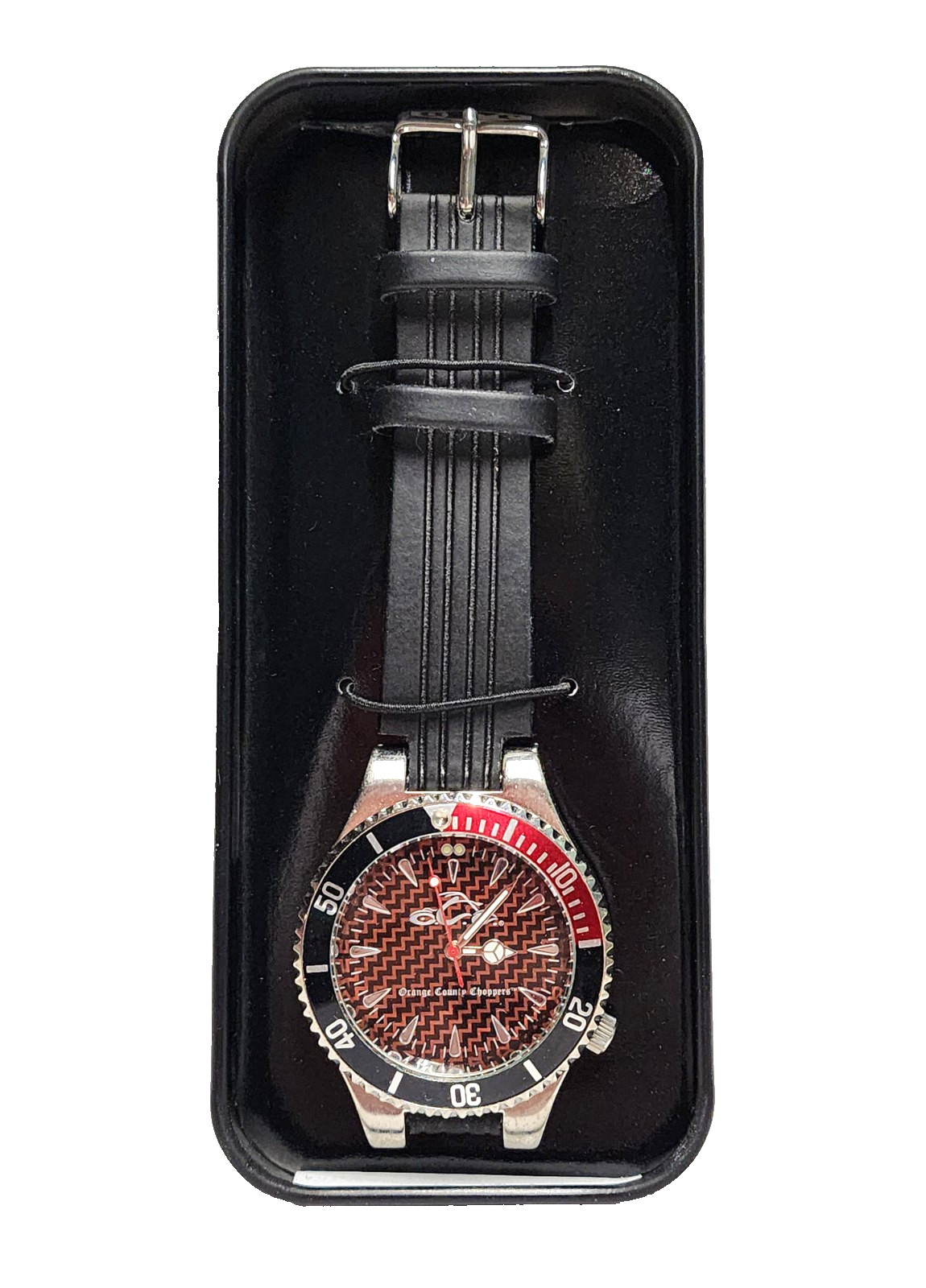 New 2004 Men’s Orange County Choppers Collectible Watch Red Black Chrome Logo