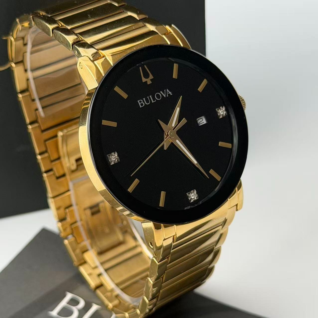 New Bulova Futuro Modern 97D116 Men’s Quartz Watch Black Diamond Dial 42mm