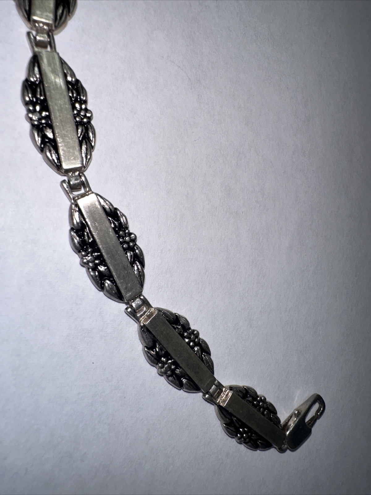 vintage JCF Bracelet – Retro Sterling Silver Flower Engraved Names –