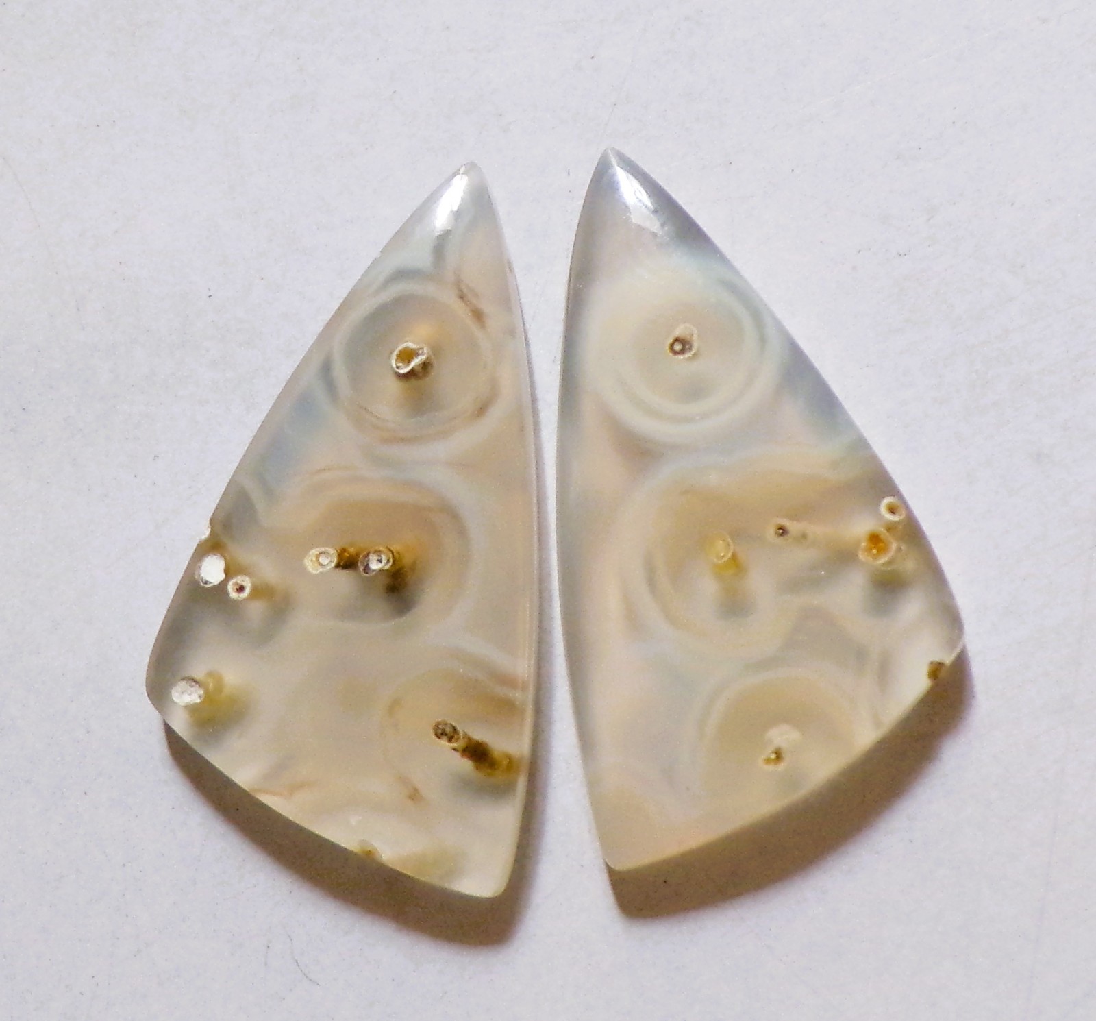 32X17.4MM Natural Orbicular Montana Agate Cabochon Match Pair Gemstone 36.60 Cts