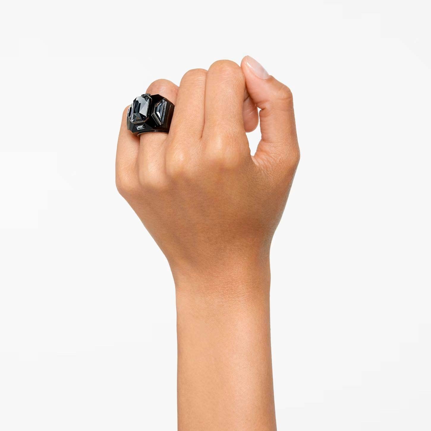 NIB AUTHENTIC SWAROVSKI Chroma Ring, Black, Ruthenium plating #5630324, 5630325