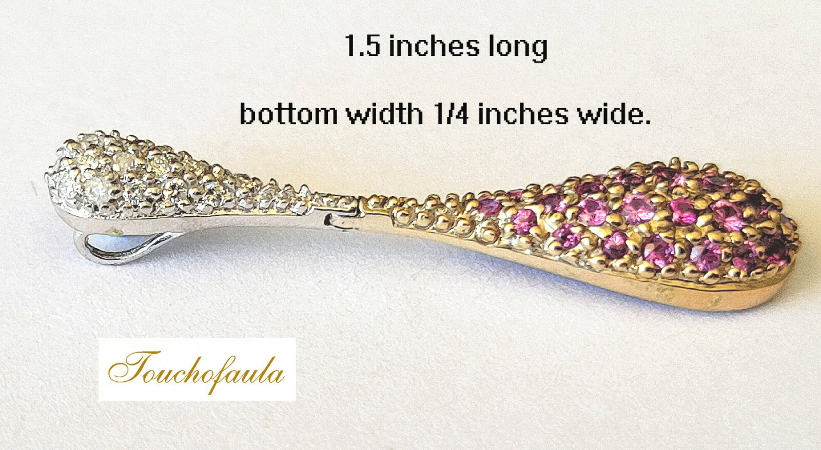 18K TWO TONE GOLD BEAUTIFUL DIAMOND AND PINK SAPPHIRES PENDANT 3.2 GRAMS