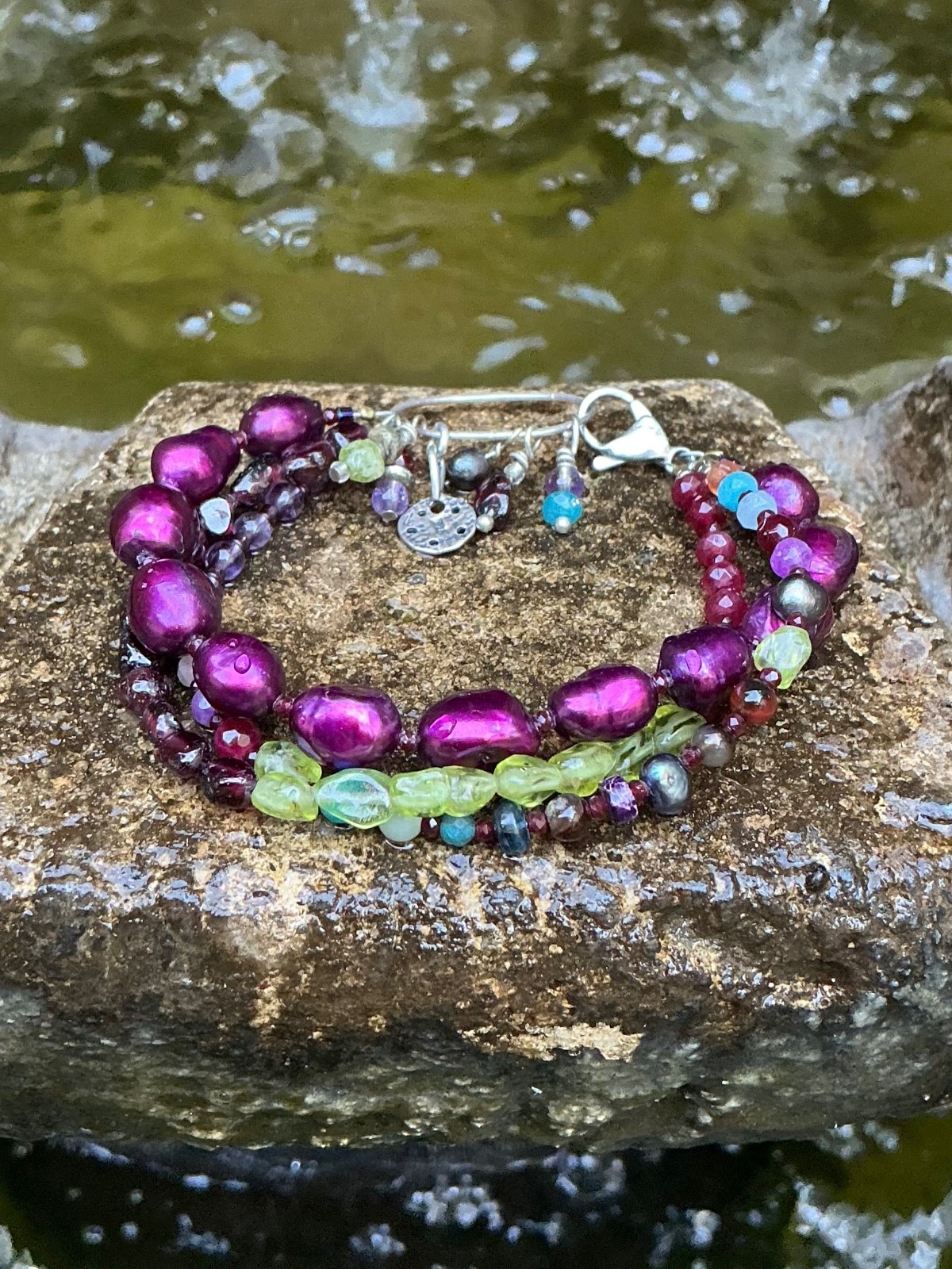 NEW: Inspired by Sundance Catalog, artist crafted three strand bracelet