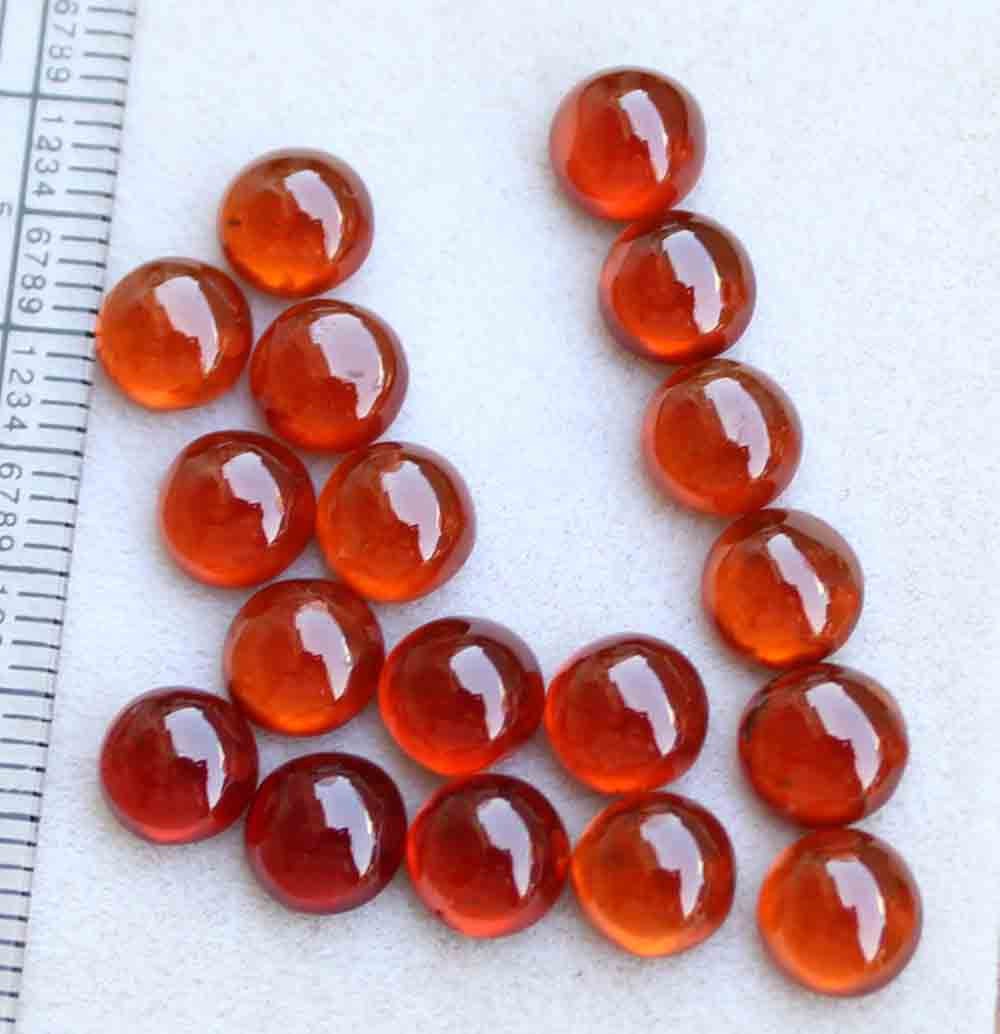 24.90 Ct Natural Hessonite Garnet Loose Gemstone 7 mm Round Cabochon Lot 18 Pc