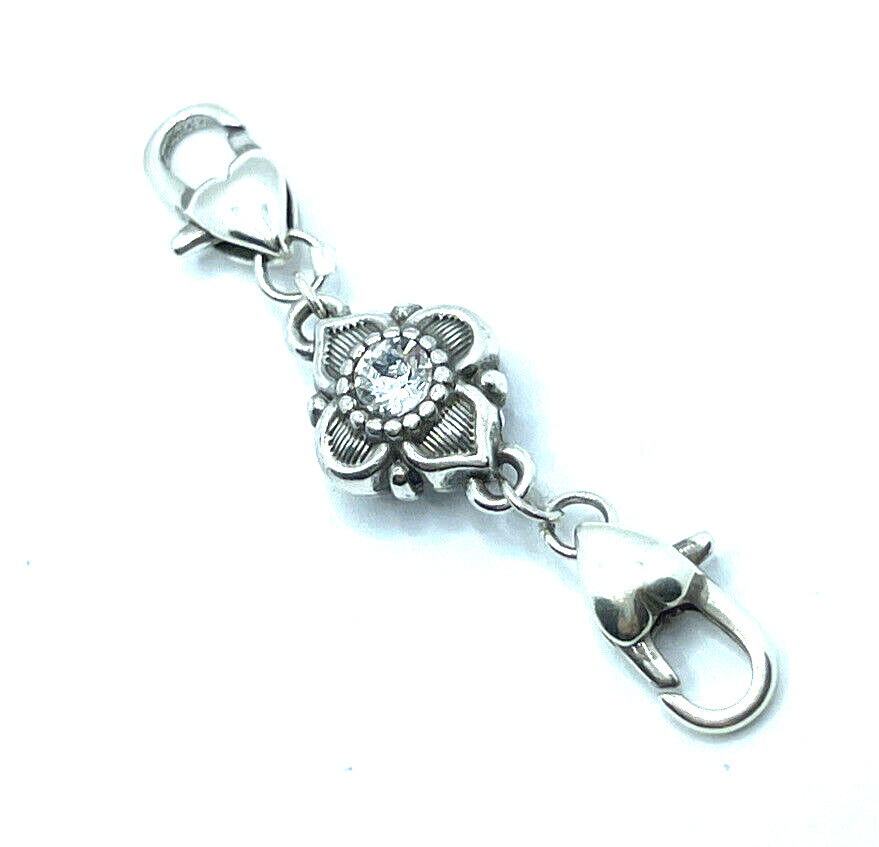 BRIGHTON ALCAZAR Crystal Flower Custom EXTENDER Bracelet/Necklace Silver 2”