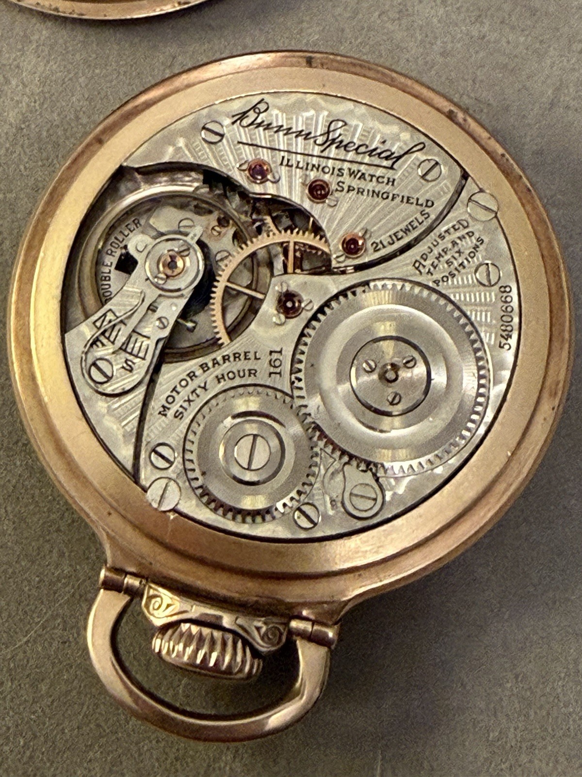 ILLINOIS 161 BUNN SPECIAL 60-HR. 21j 10k GF OF MONTGOMERY 16s RR POCKET WATCH 31