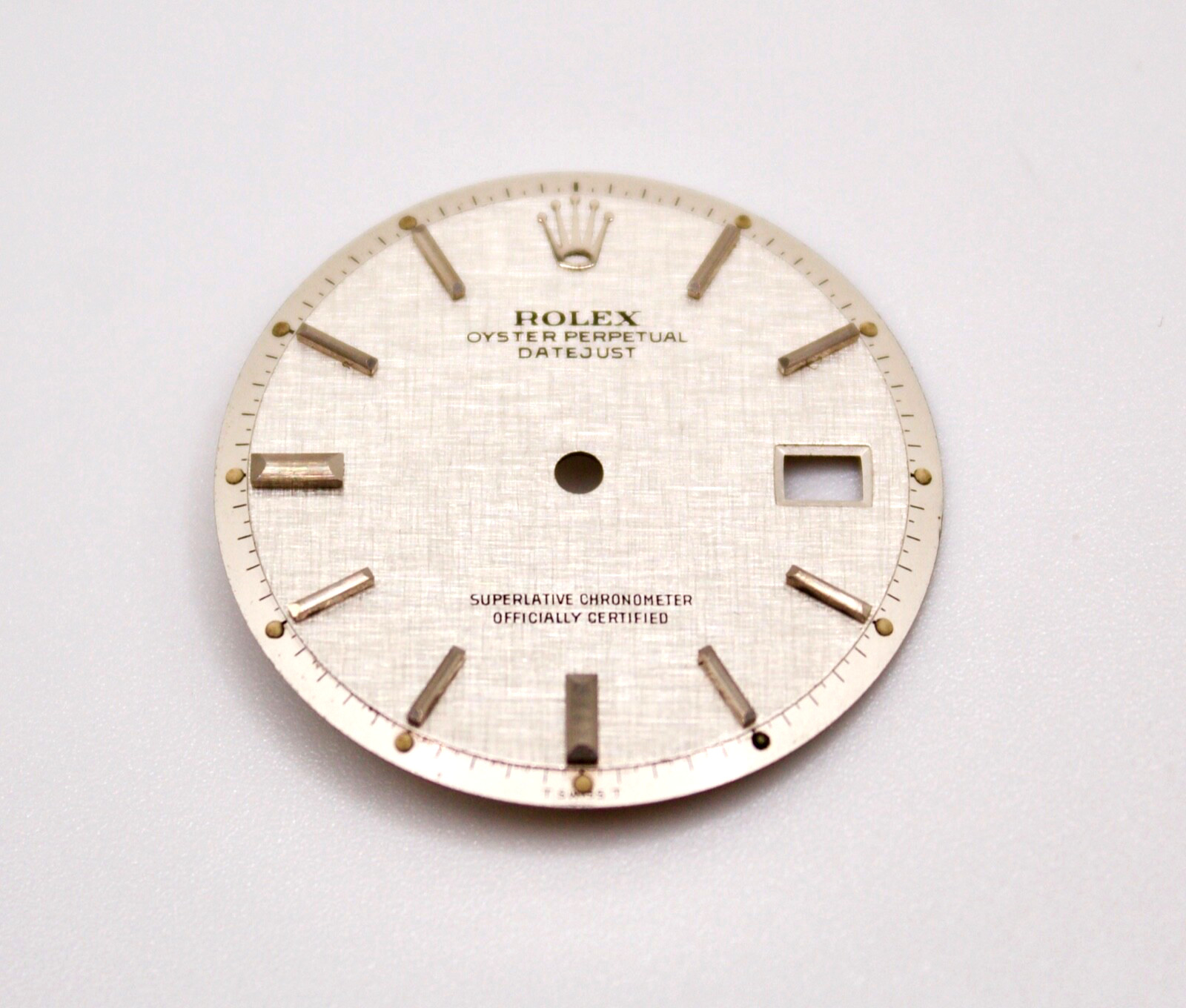 ORIGINAL Rolex Dial 36mm Datejust Silver S/S w Date Linen 1600/1601/1603 Swiss