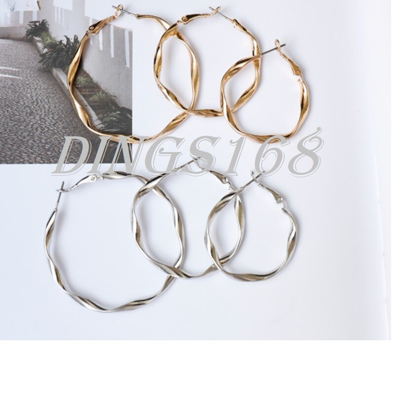 Genuine 18K White Gold Filled HypoAllergenic Twisted Round Hoop Earrings H4N_W