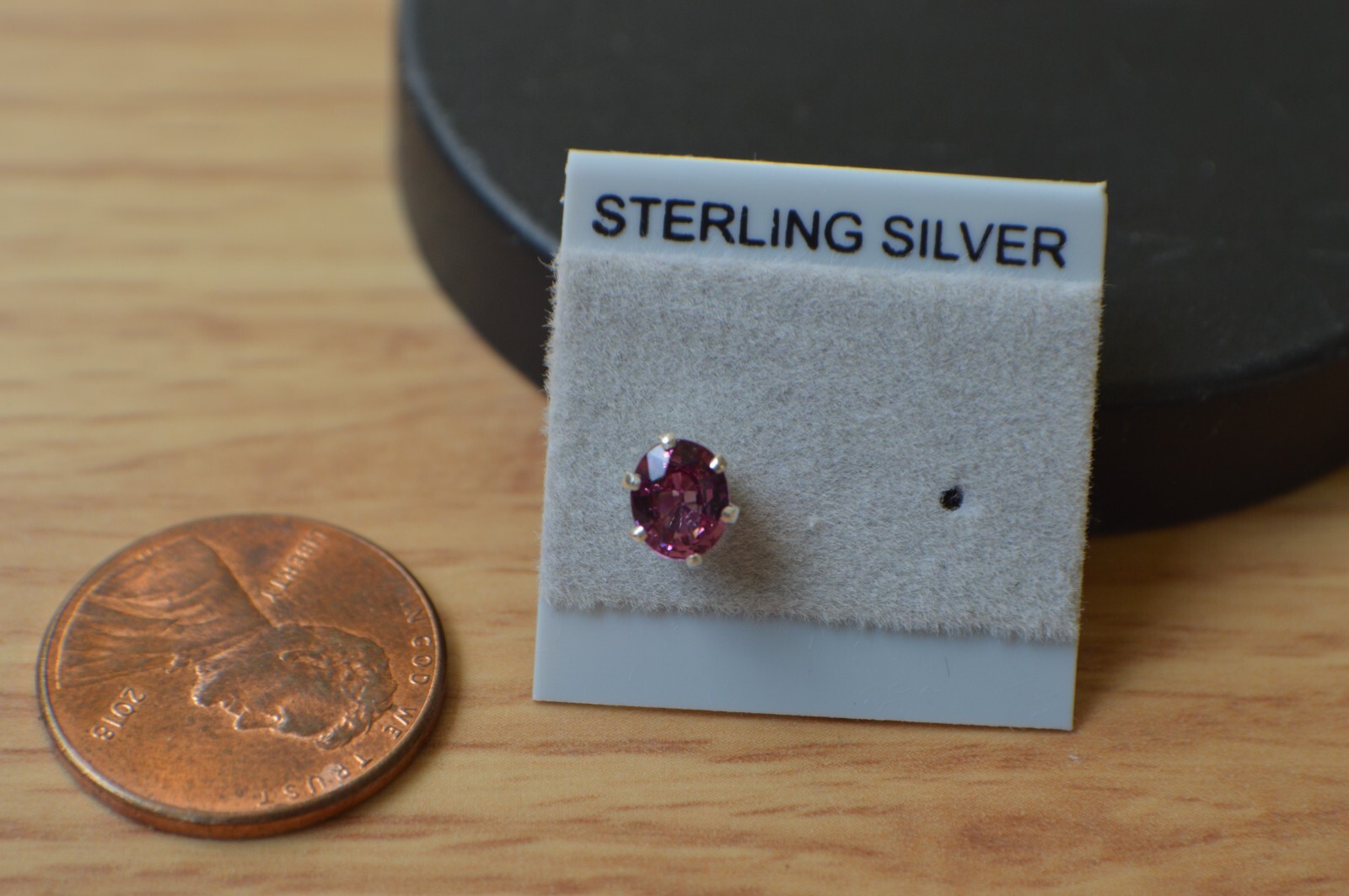 SINGLE EARRING One 0.36ct Neon Pink Tourmaline Solitaire Sterling Silver 5x4mm