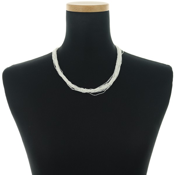 Keshi Pearl 0.8-1.0mm Akoya Pearl 5.0mm Necklace Silver